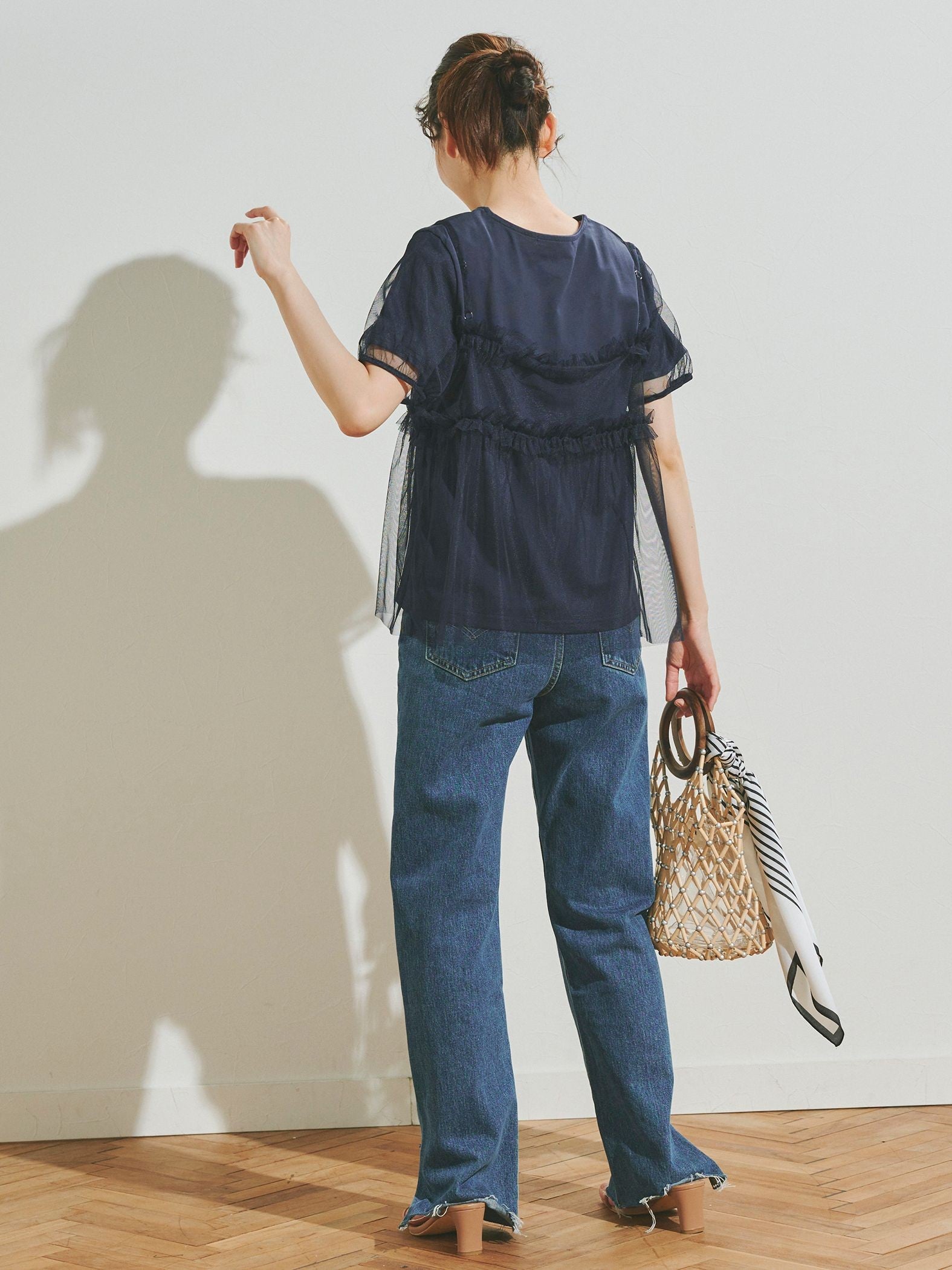チュールビスチェ付きTシャツ