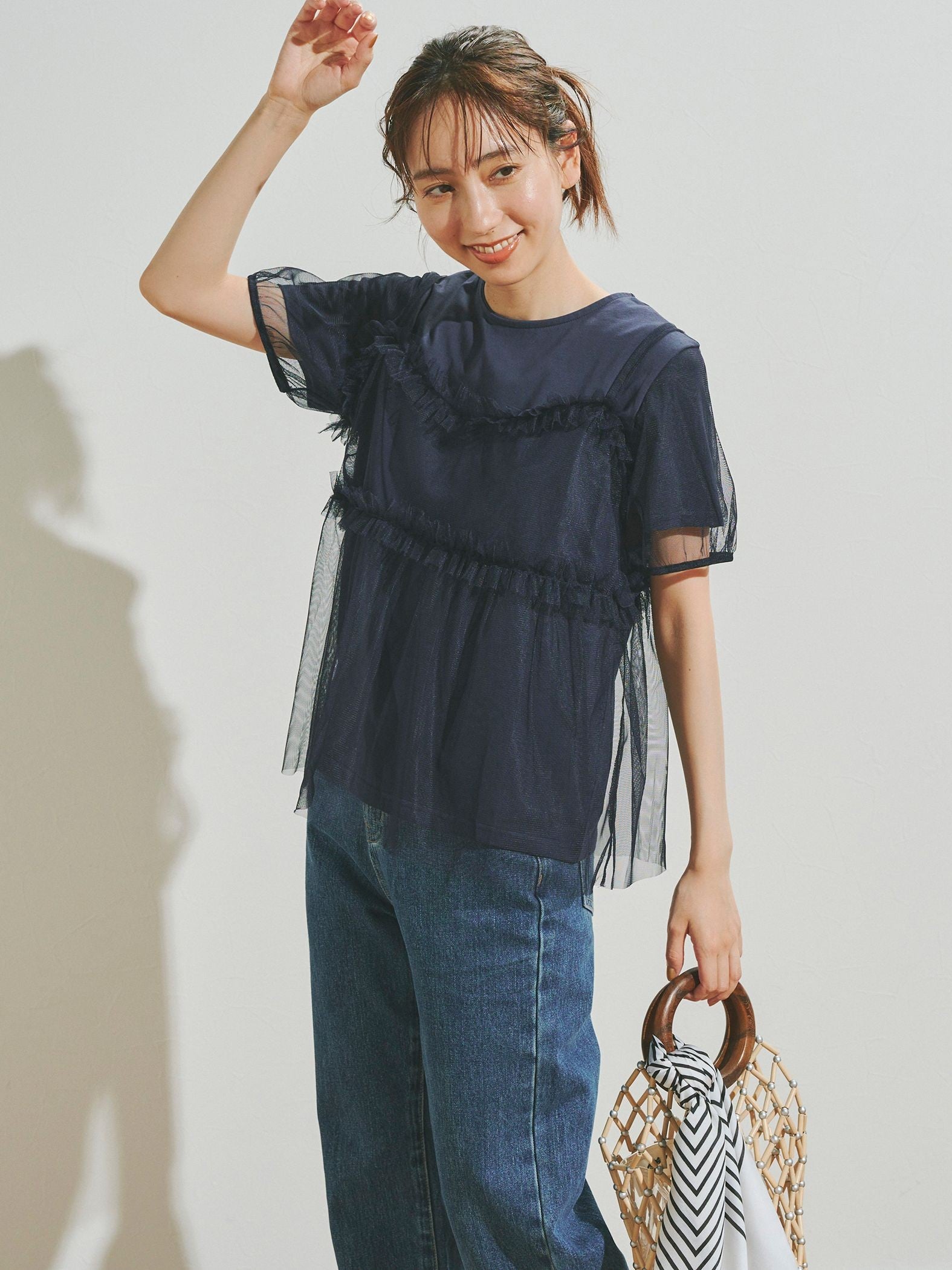 チュールビスチェ付きTシャツ