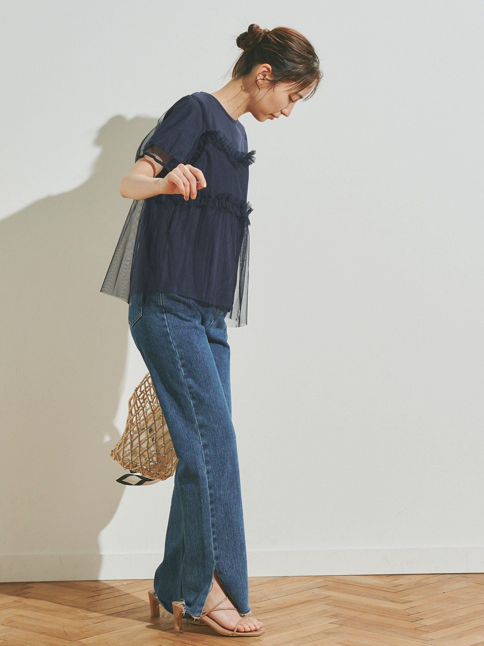 チュールビスチェ付きTシャツ