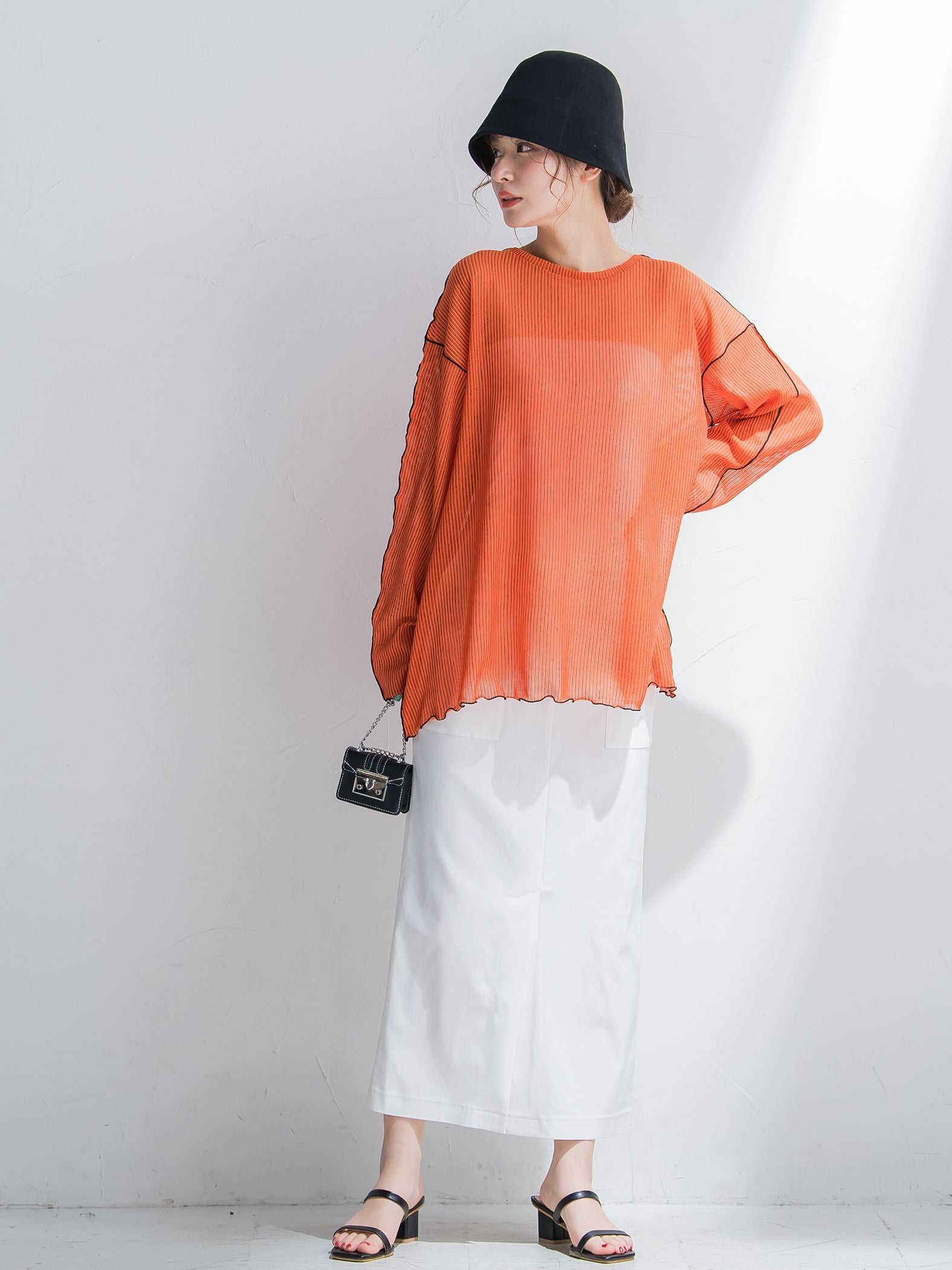 【コーディネートにこなれ感をプラス】ストライプシアーTシャツ《手洗い可能》