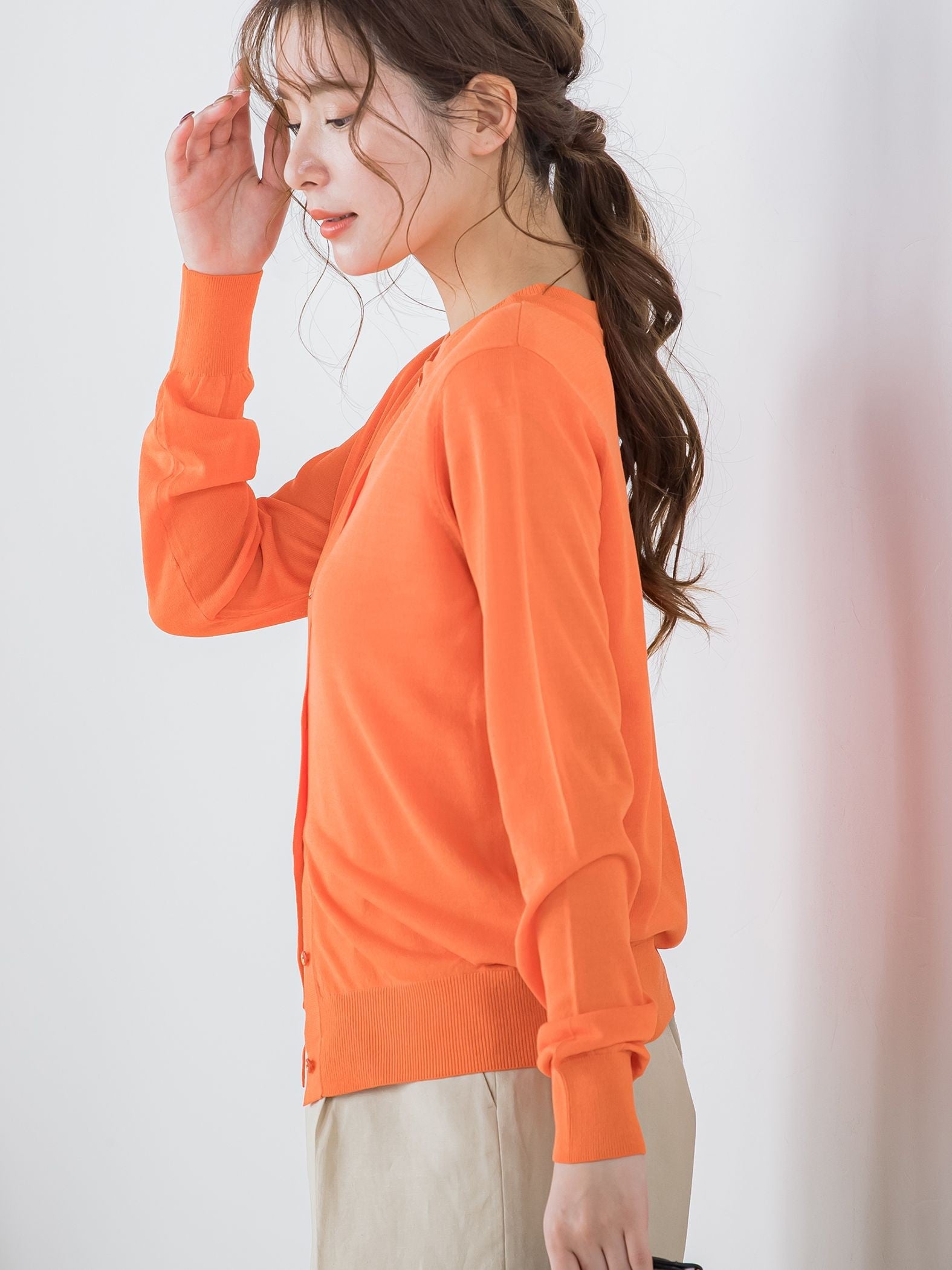 【ビッキー定番/新色登場!これからの夏に大活躍】麻タッチカーディガン《手洗い可能》