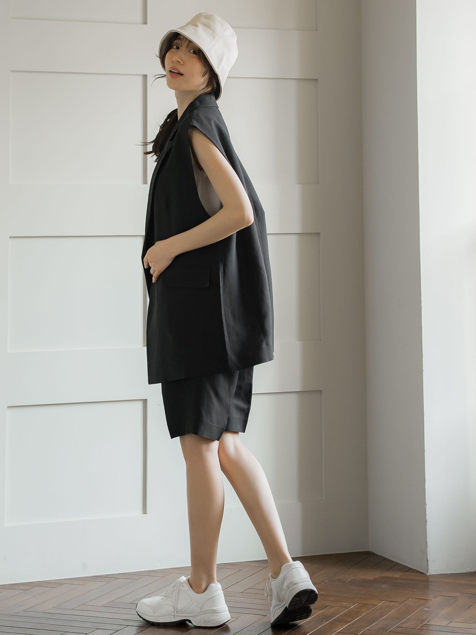 【トレンドライクな着こなしにかかせない!】リネンライクジレベスト《手洗い可能》