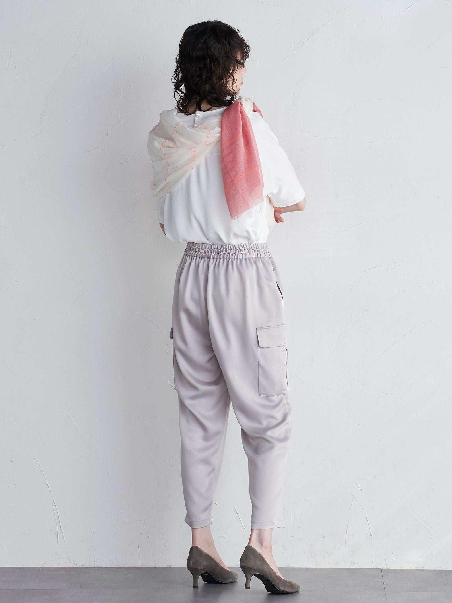 ストレッチサテンカーゴパンツ≪洗濯機で洗える≫