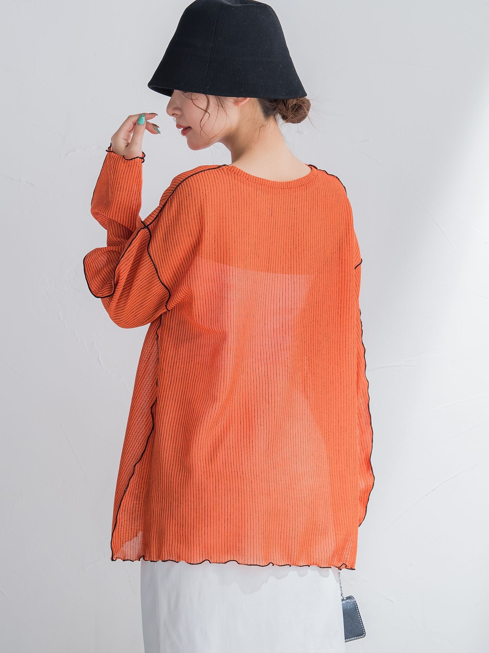 【コーディネートにこなれ感をプラス】ストライプシアーTシャツ《手洗い可能》