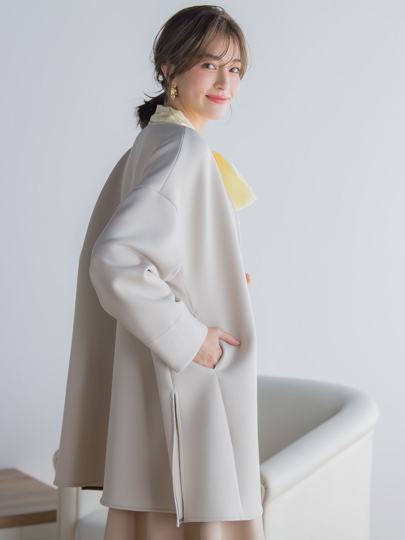 ふんわりカルゼノーカラーコート ≪手洗い可能≫