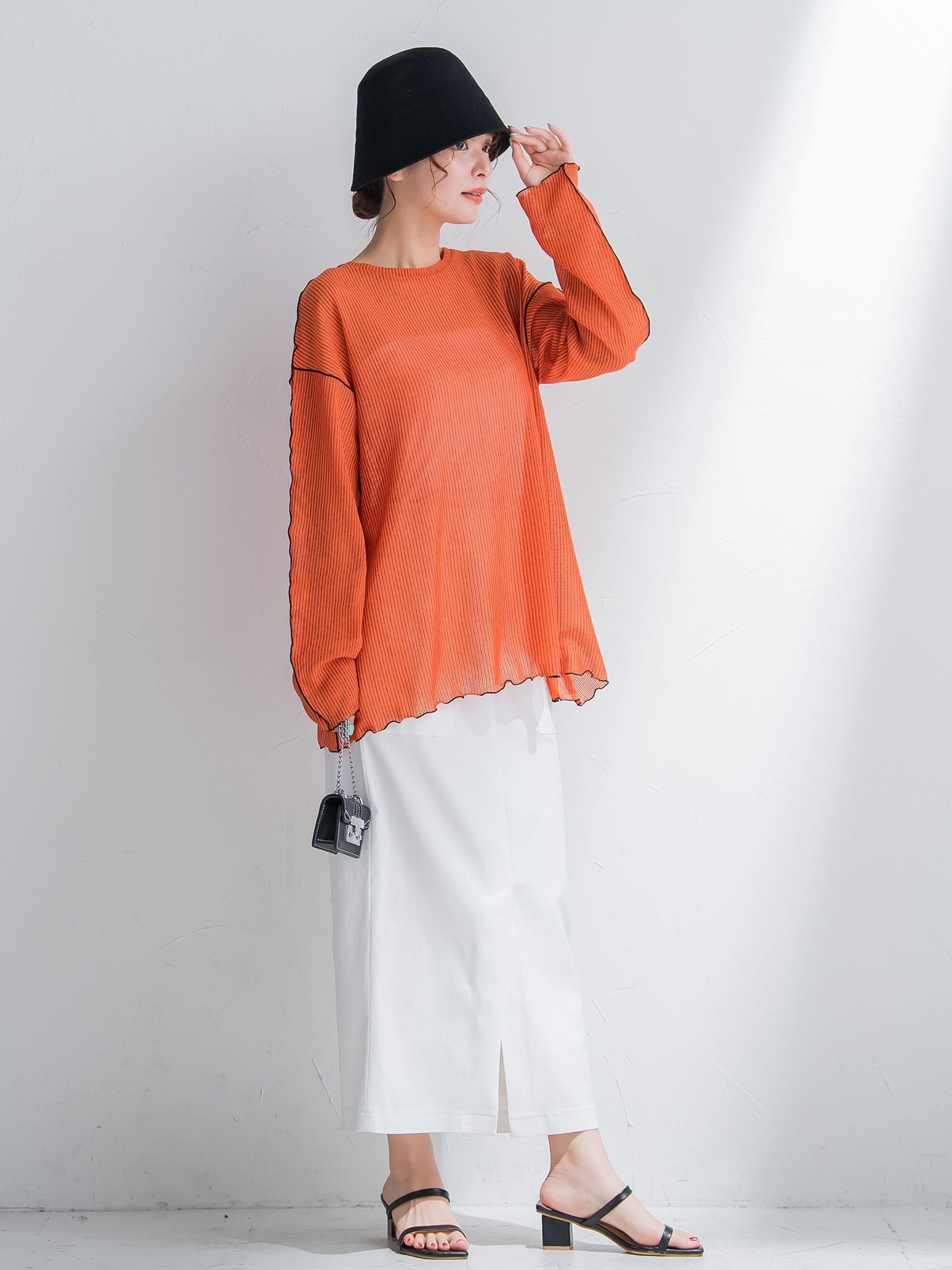 【コーディネートにこなれ感をプラス】ストライプシアーTシャツ《手洗い可能》