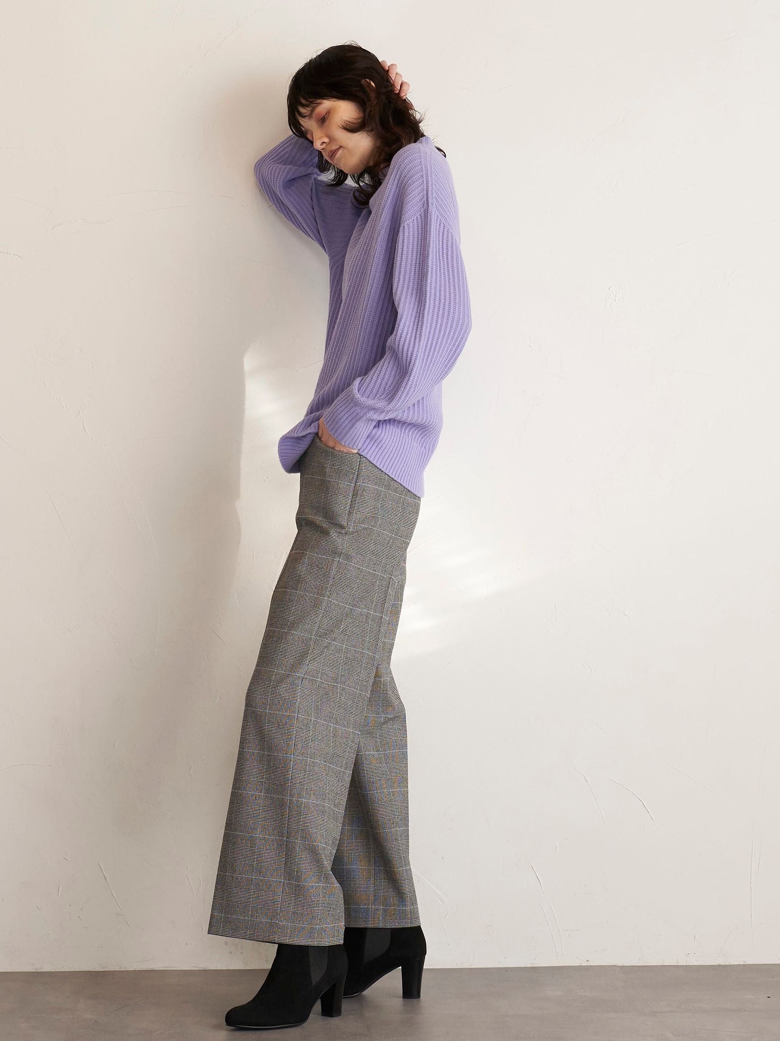 両面起毛2WAYワイドパンツ≪洗濯機で洗える≫