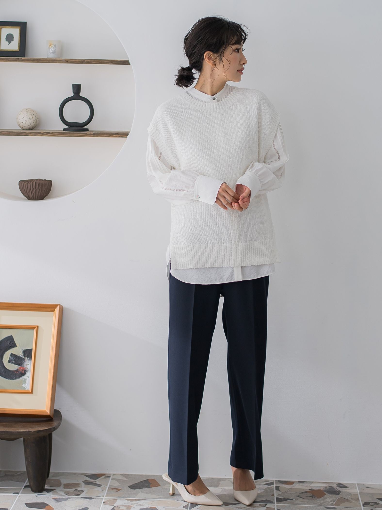 落ち感きれいめワイドパンツ≪シワになりにくい/ストレッチ/セットアップ/イージーケア≫