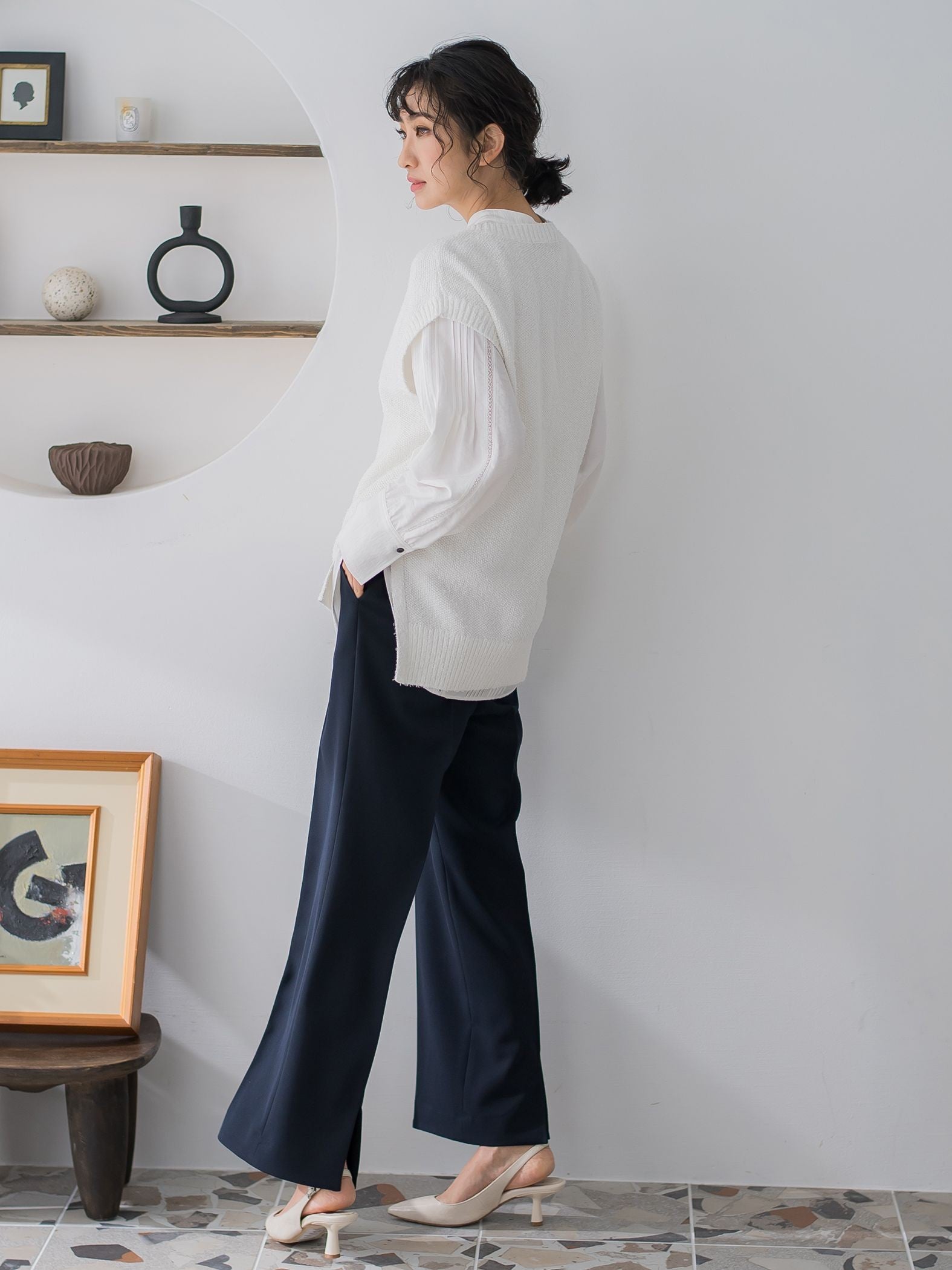 落ち感きれいめワイドパンツ≪シワになりにくい/ストレッチ/セットアップ/イージーケア≫