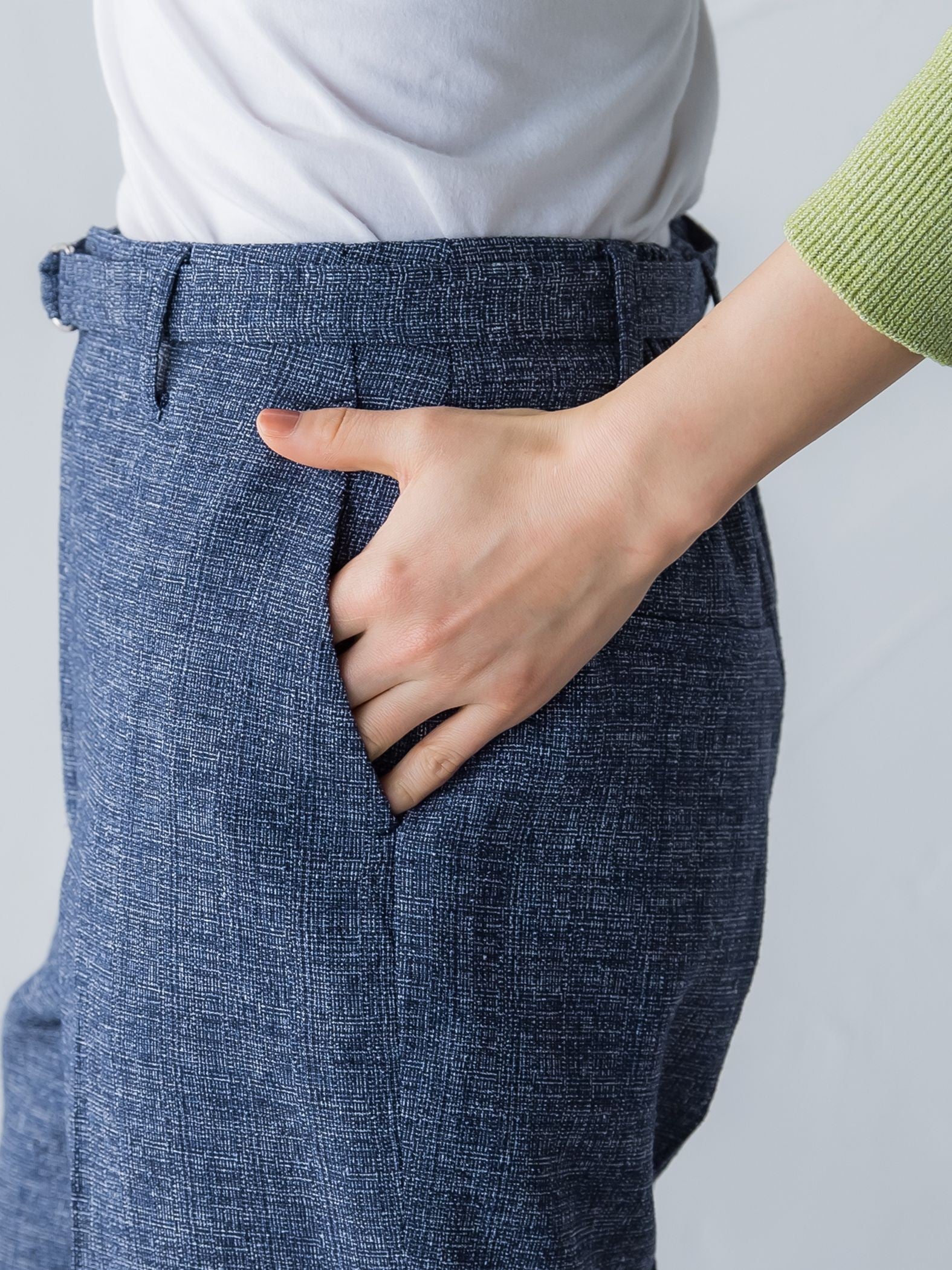 サマーツイードワイドストレートパンツ≪洗濯機で洗える≫