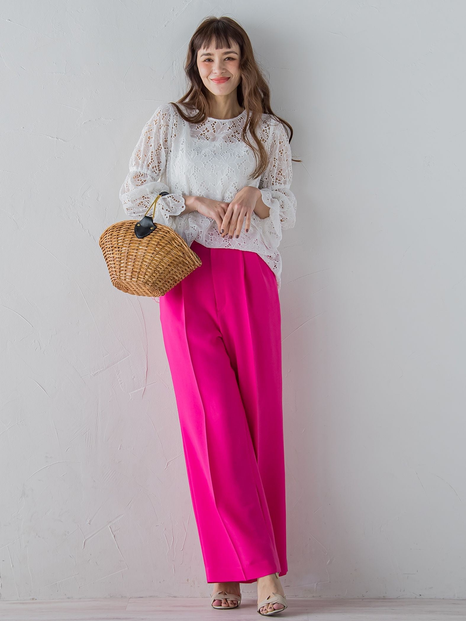【WEB別注】シアー刺繍レースブラウス≪洗濯機で洗える≫