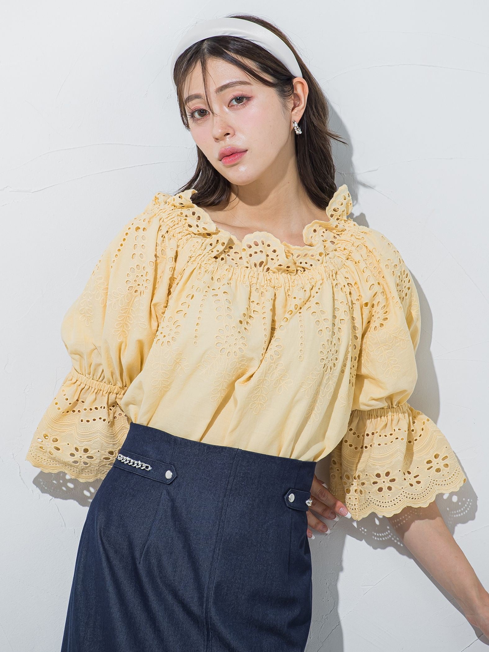 刺繍レースブラウス≪洗濯機で洗える≫