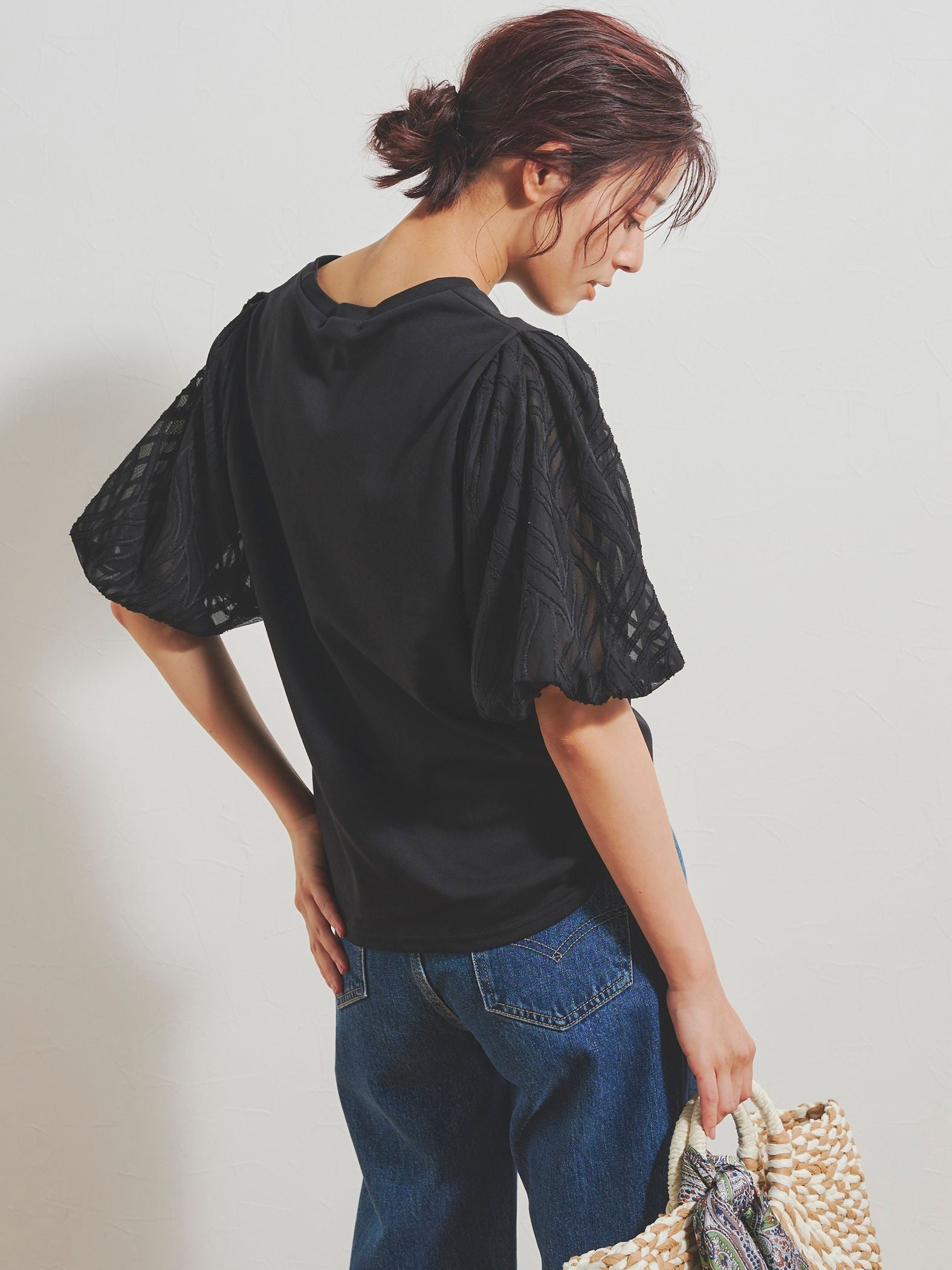 ジャガードバルーン半袖Tシャツ≪手洗い可能≫