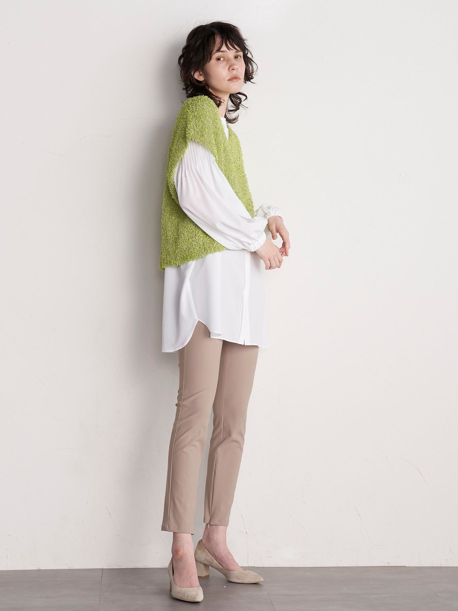【WEB別注】メリルハイテンションスリットZIPパンツ《洗濯機で洗える》