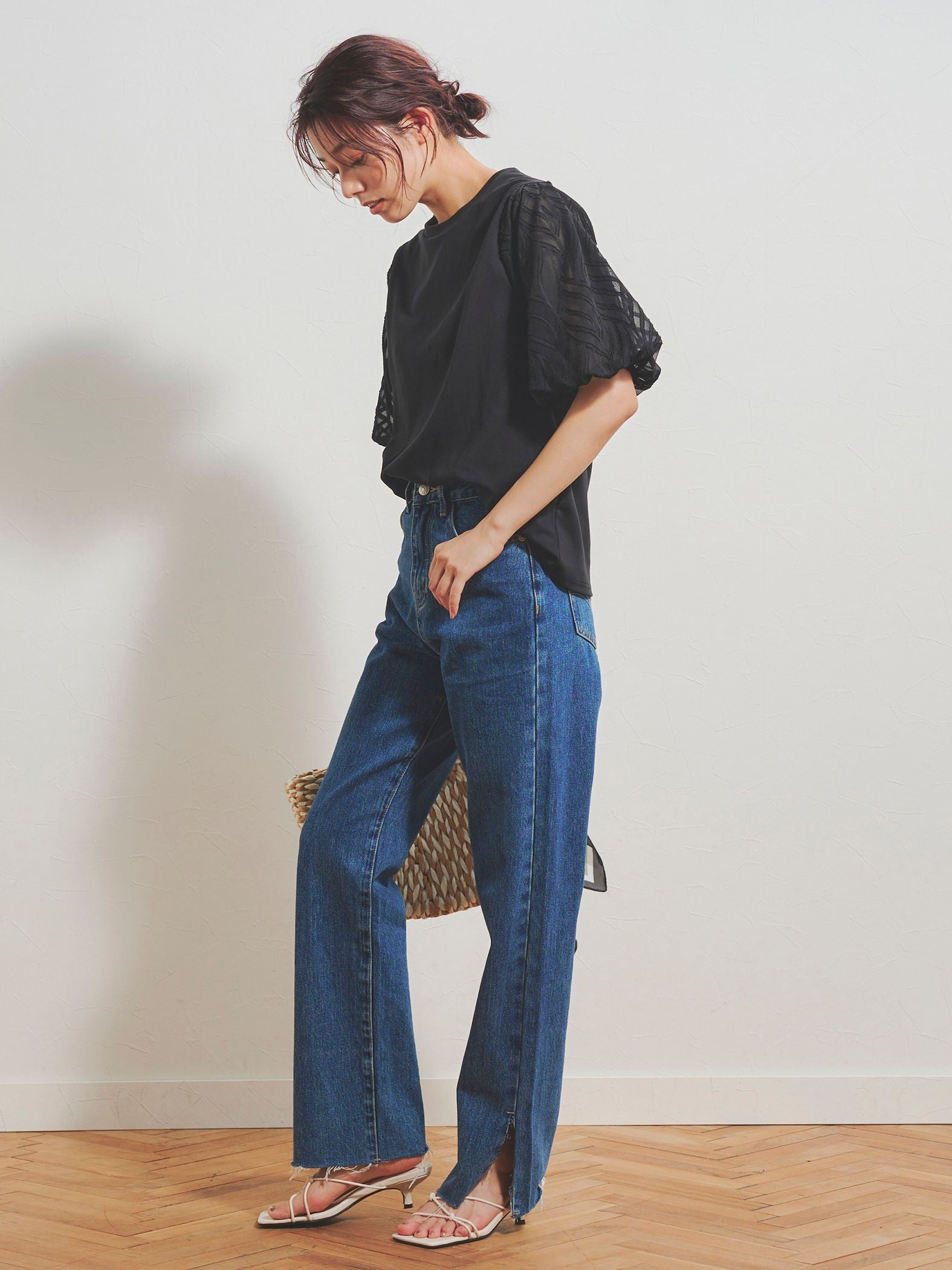 ジャガードバルーン半袖Tシャツ≪手洗い可能≫