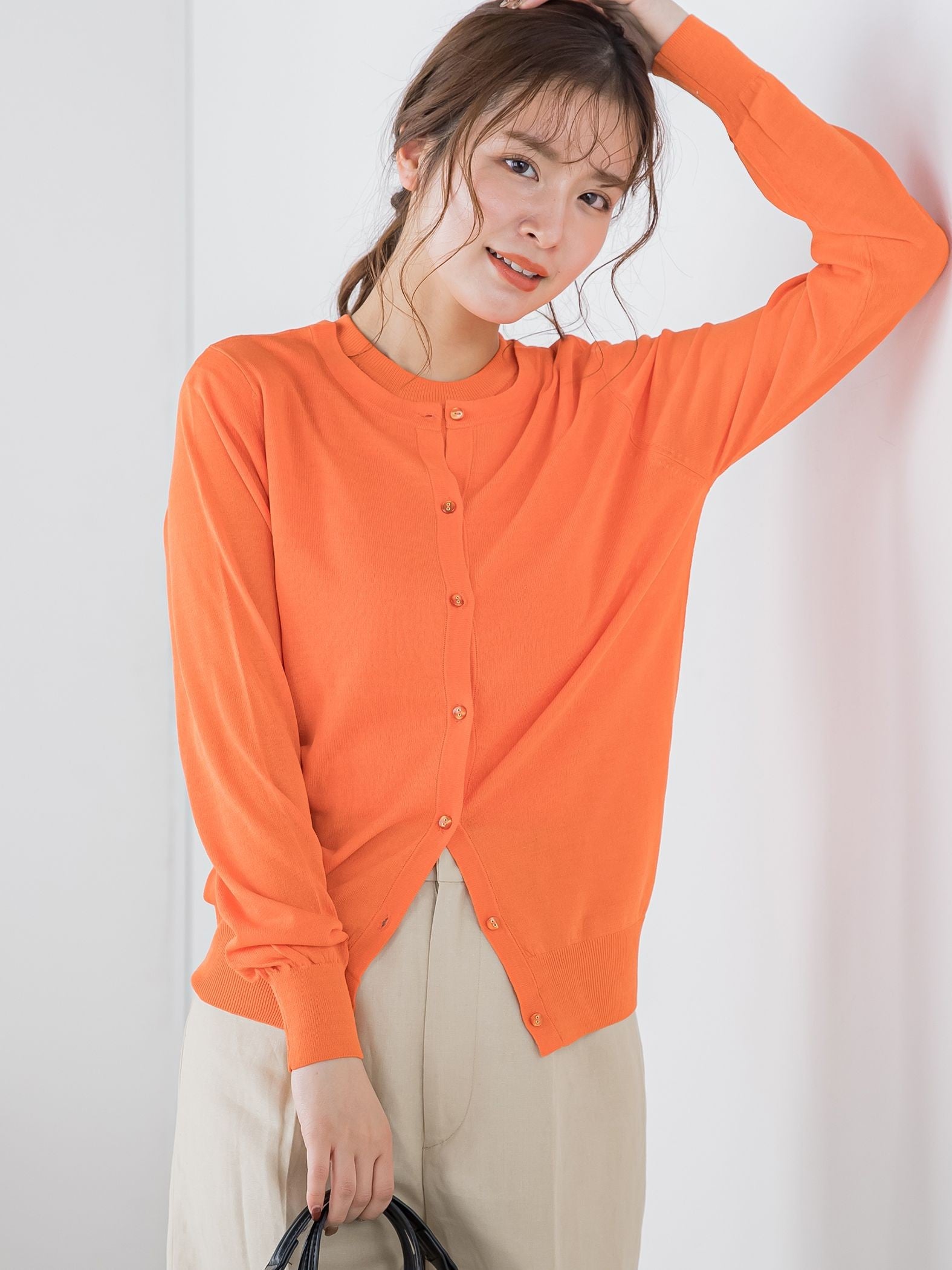 【ビッキー定番/新色登場!これからの夏に大活躍】麻タッチカーディガン《手洗い可能》