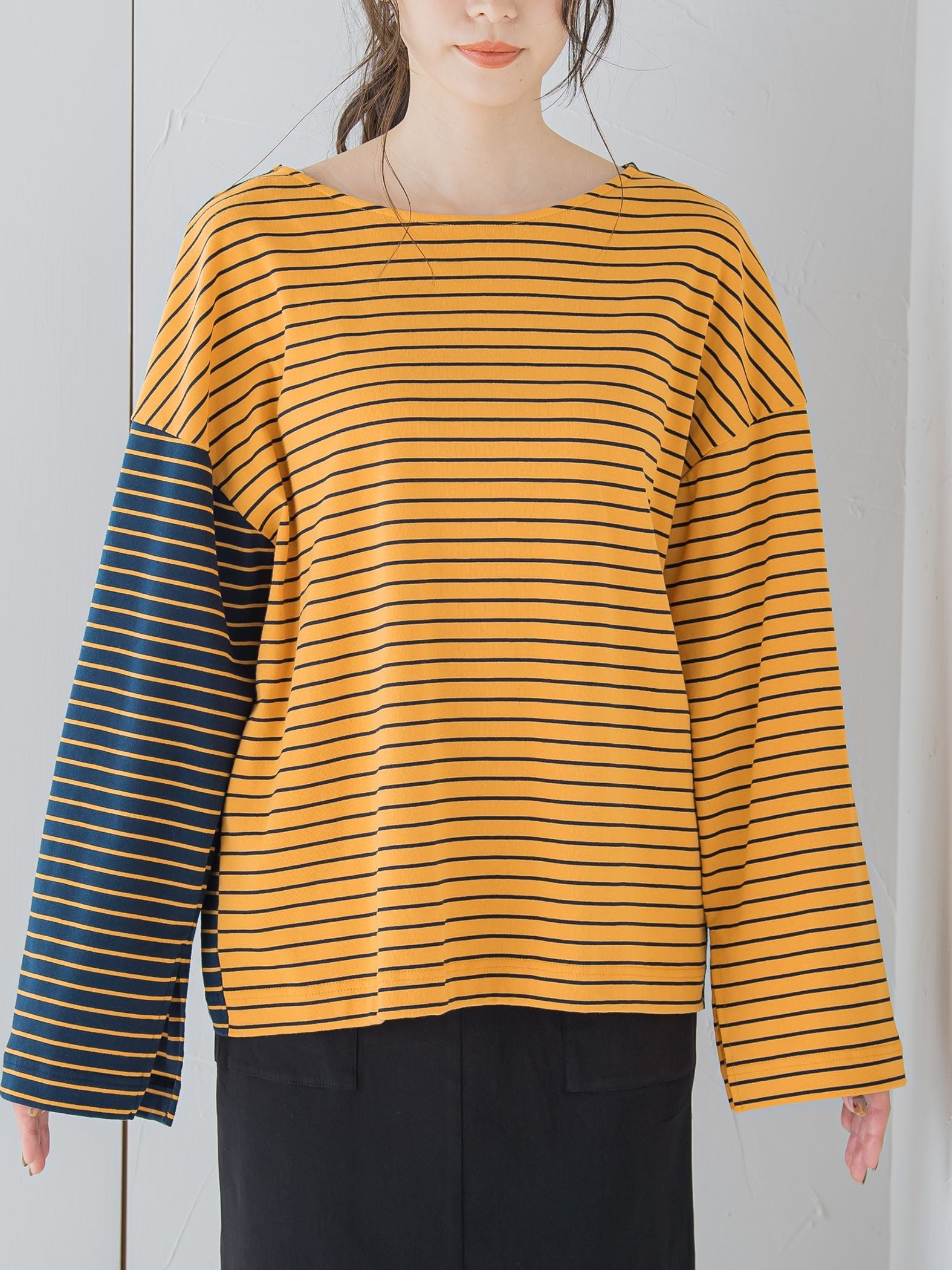 【切り返しのボーダーで遊び心をプラス】ボーダーTシャツ《手洗い可能》