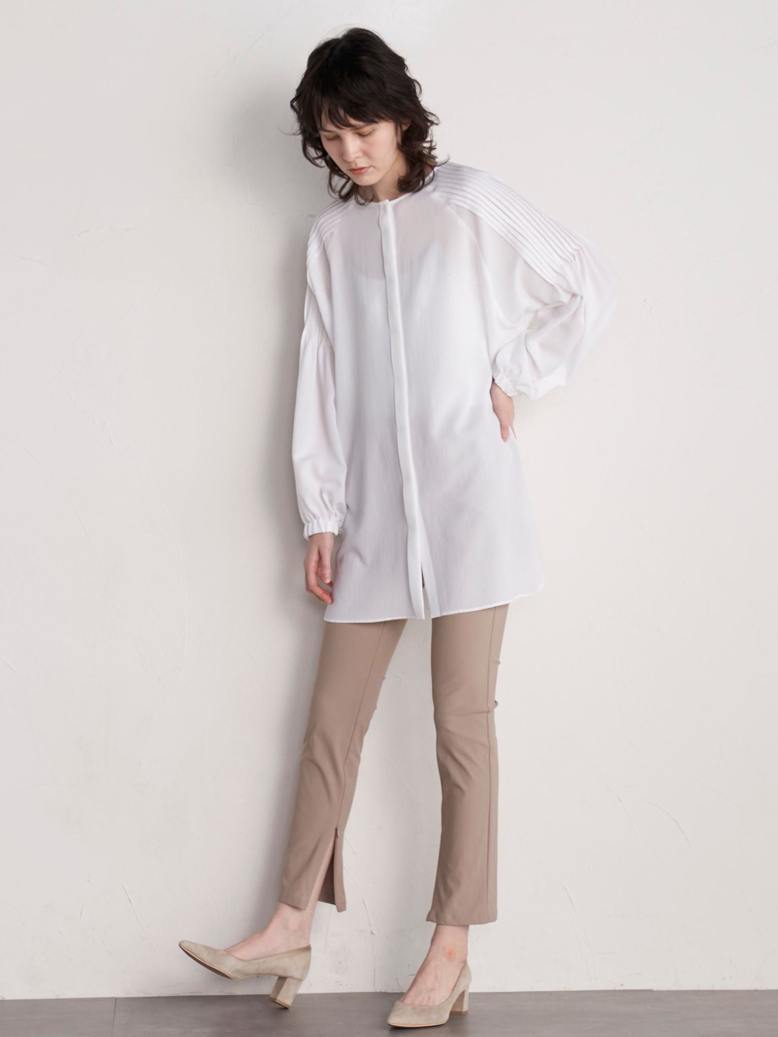 【WEB別注】メリルハイテンションスリットZIPパンツ《洗濯機で洗える》