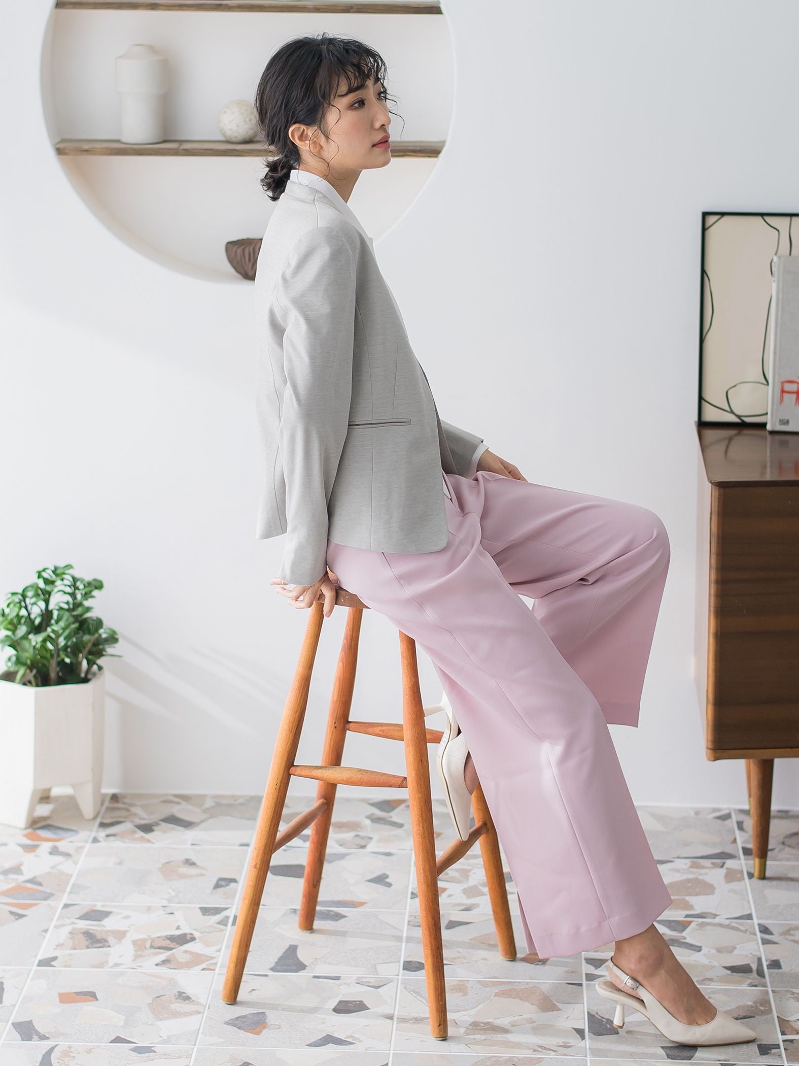 落ち感きれいめワイドパンツ≪シワになりにくい/ストレッチ/セットアップ/イージーケア≫