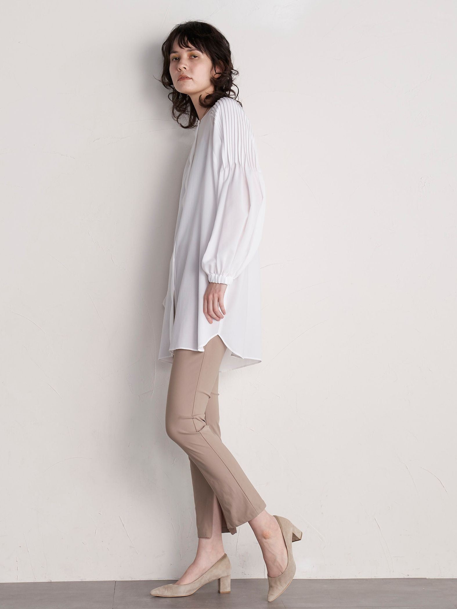 【WEB別注】メリルハイテンションスリットZIPパンツ《洗濯機で洗える》