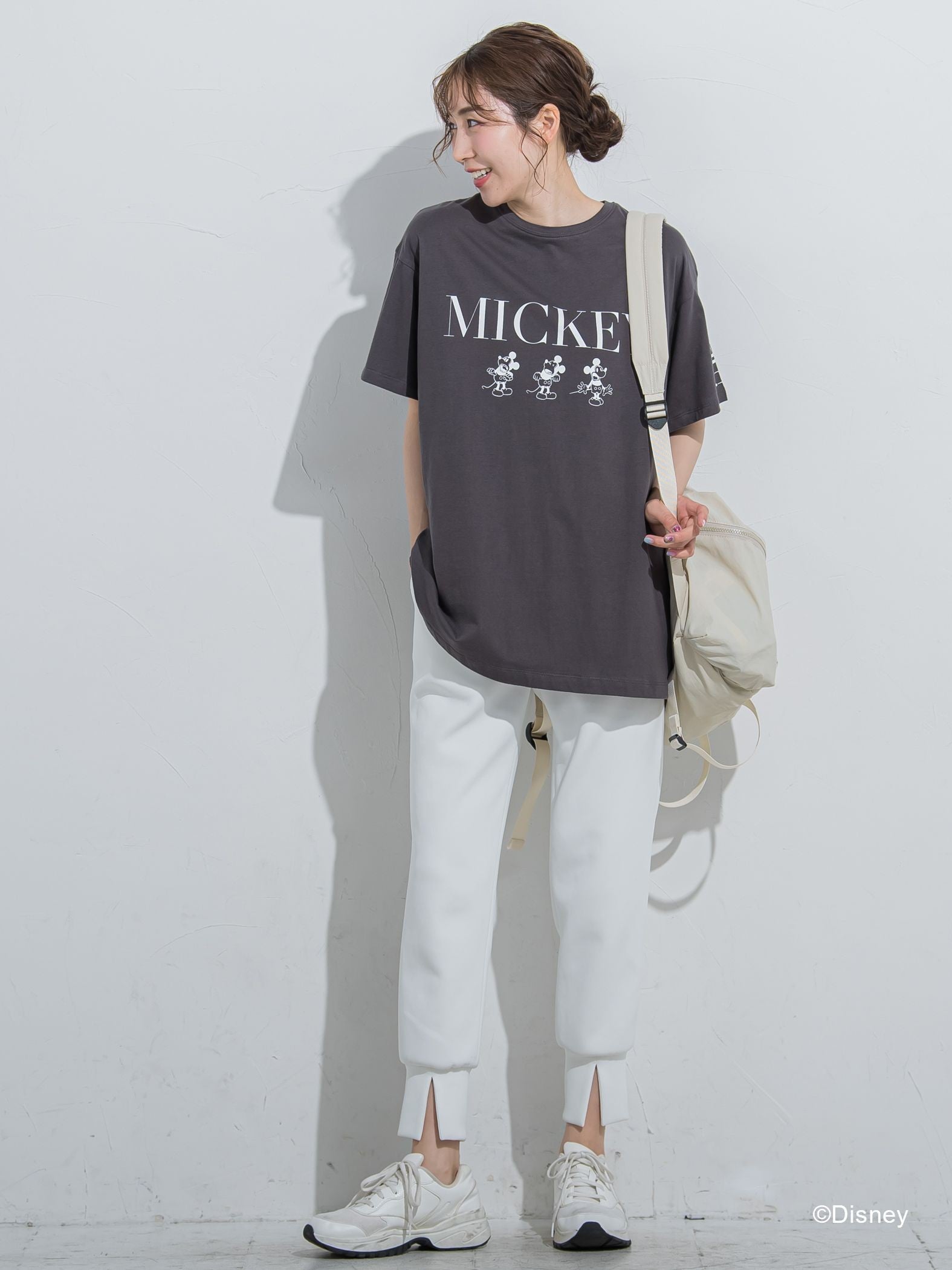 【DISNEY/ディズニー ミッキーマウス】MICKEYオーバーサイズTシャツ《洗濯機で洗える》