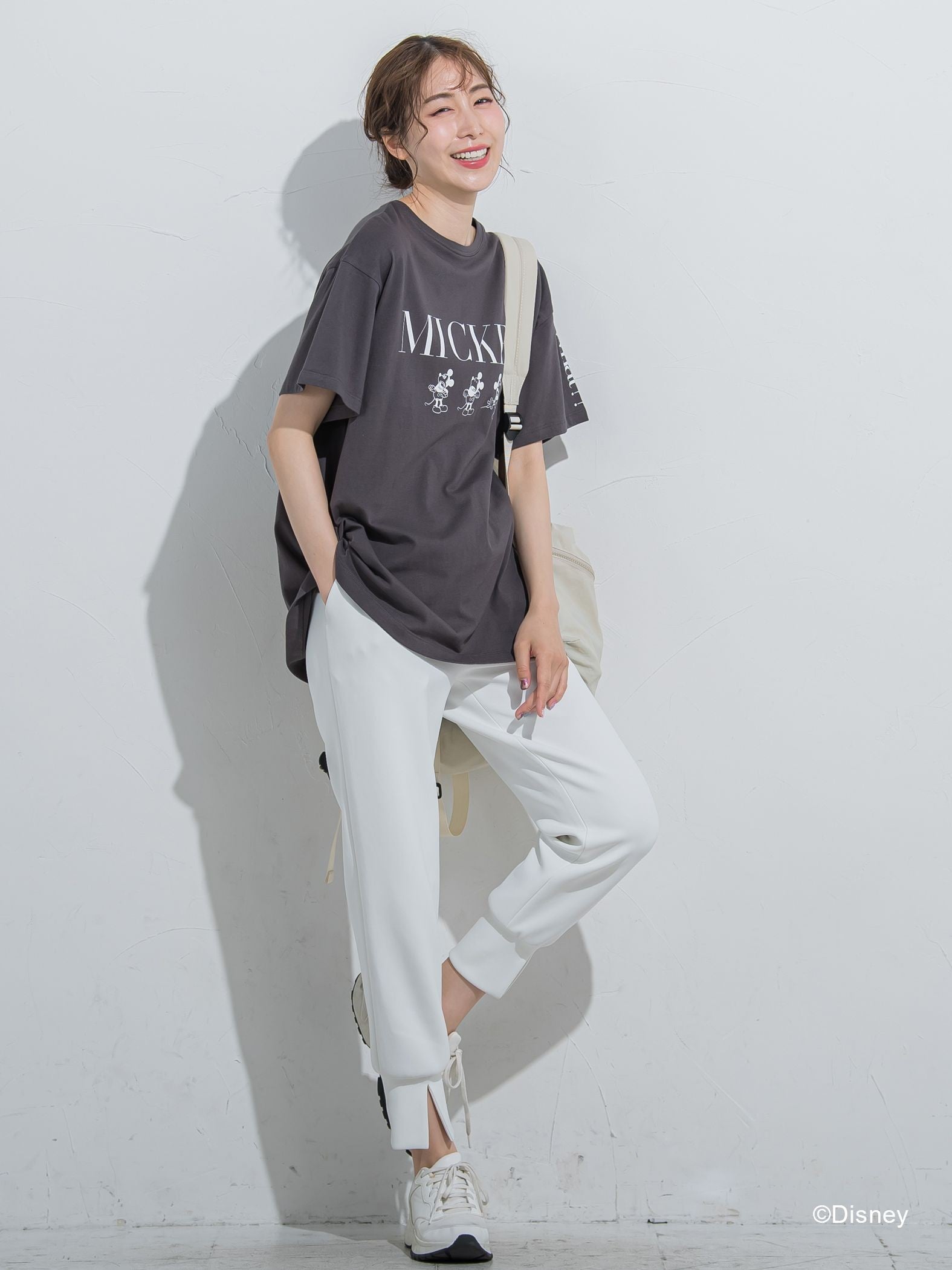 【DISNEY/ディズニー ミッキーマウス】MICKEYオーバーサイズTシャツ《洗濯機で洗える》