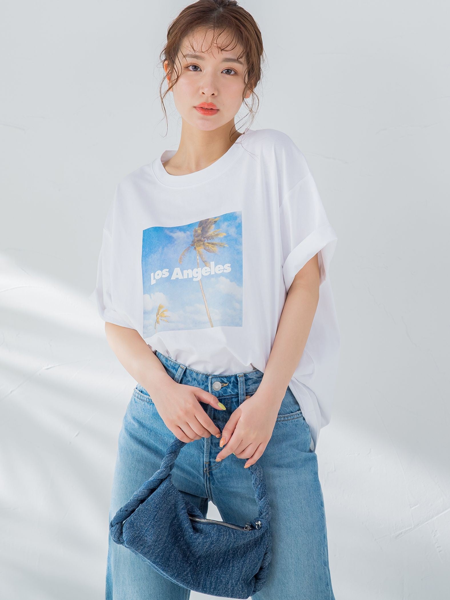 【畔勝遥さんコラボ商品】《unisex》Palm treeフォトプリントTシャツ《洗濯機で洗える》