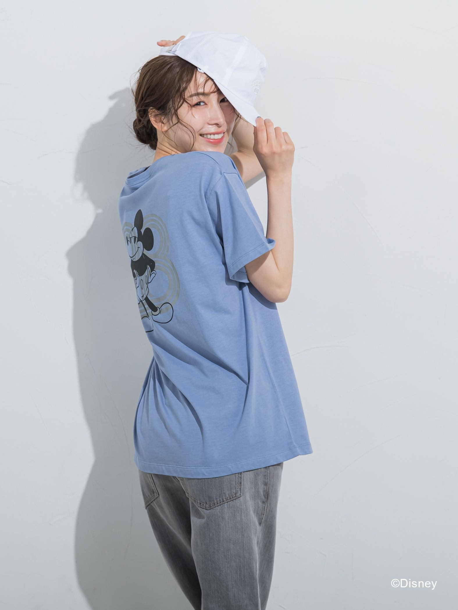 【DISNEY/ディズニー ミッキーマウス】MICKEYオーバーサイズバックプリントTシャツ《洗濯機で洗える》