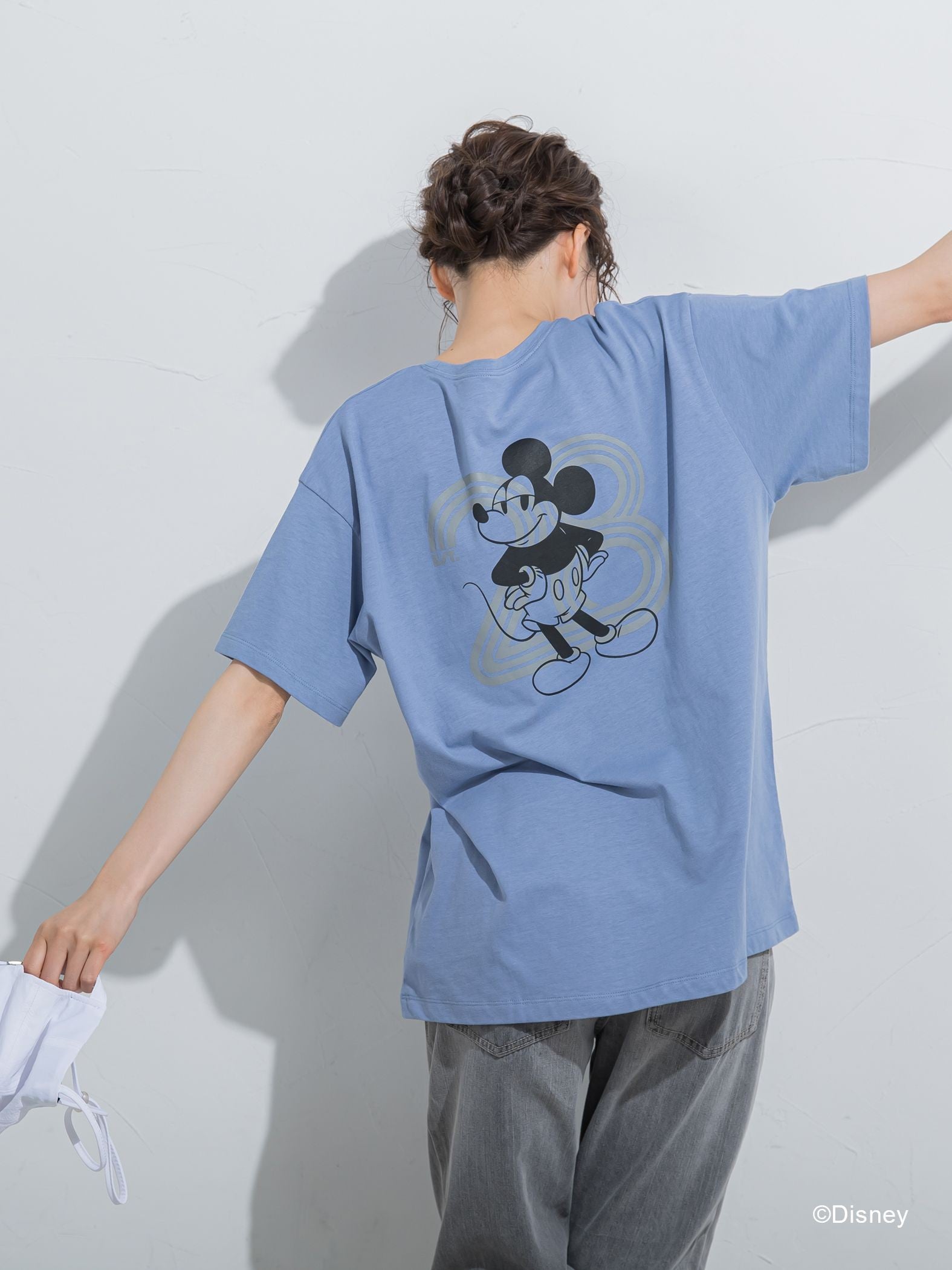 【DISNEY/ディズニー ミッキーマウス】MICKEYオーバーサイズバックプリントTシャツ《洗濯機で洗える》