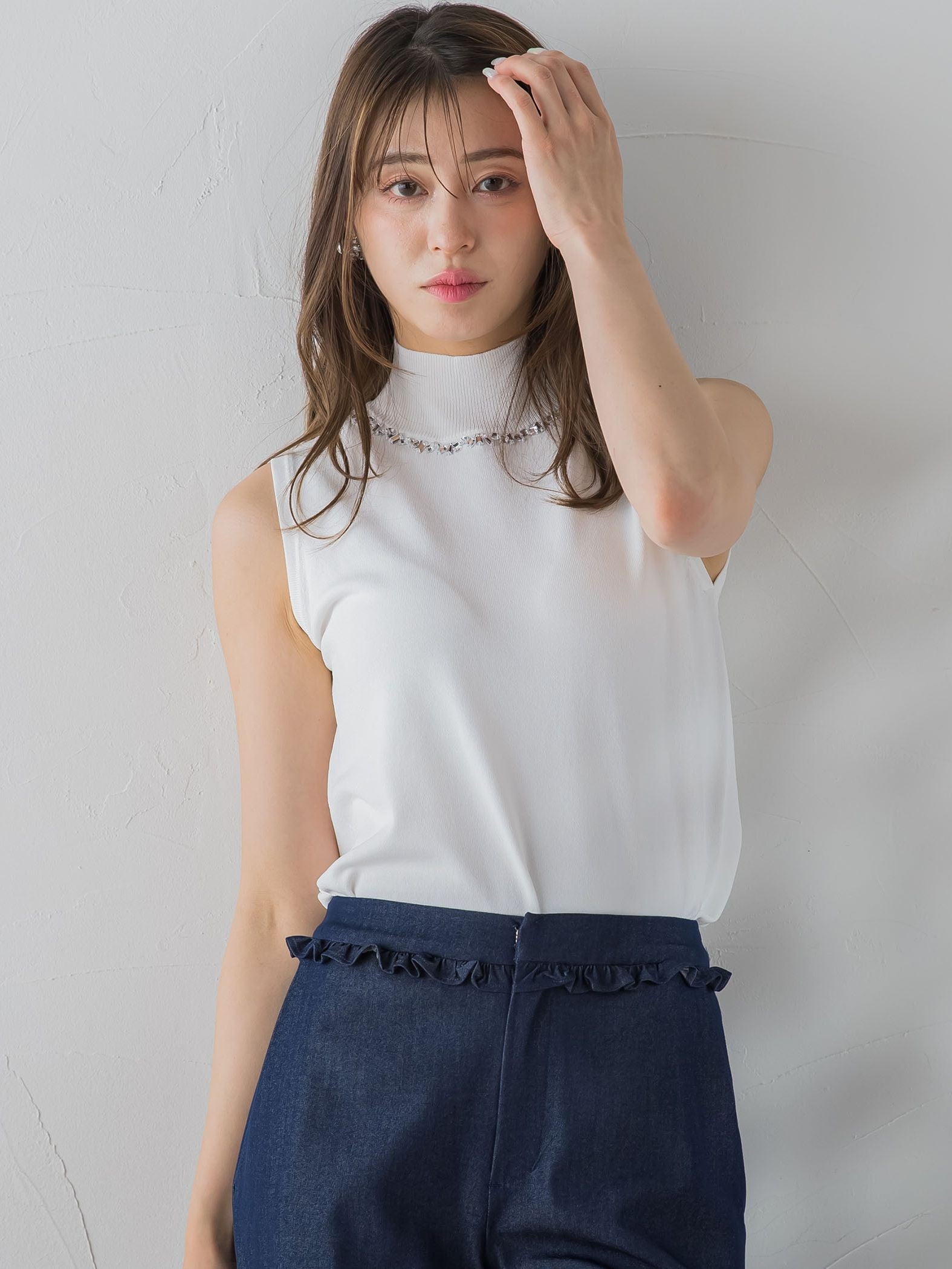 キラキラジュエルネックプルオーバー≪手洗い可能≫