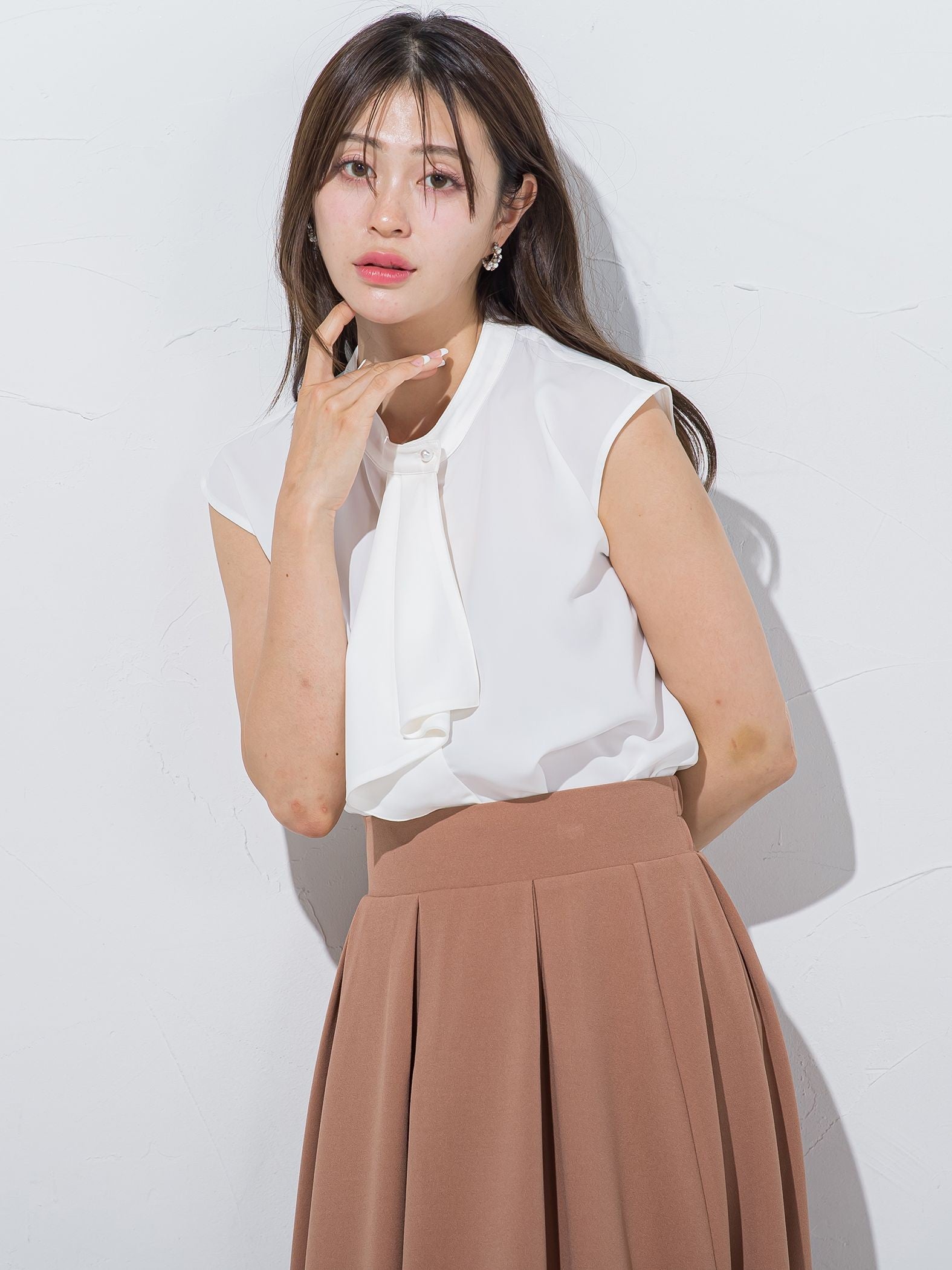 パールボウタイフレンチブラウス≪洗濯機で洗える≫