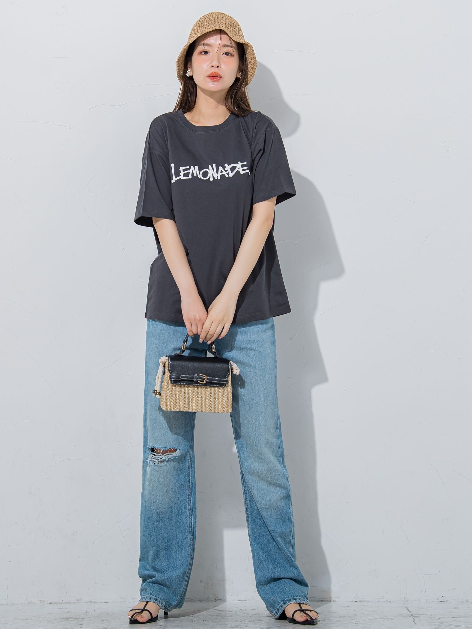 【夏のストリートファッション】レモネードプリントTシャツ《洗濯機で洗える》