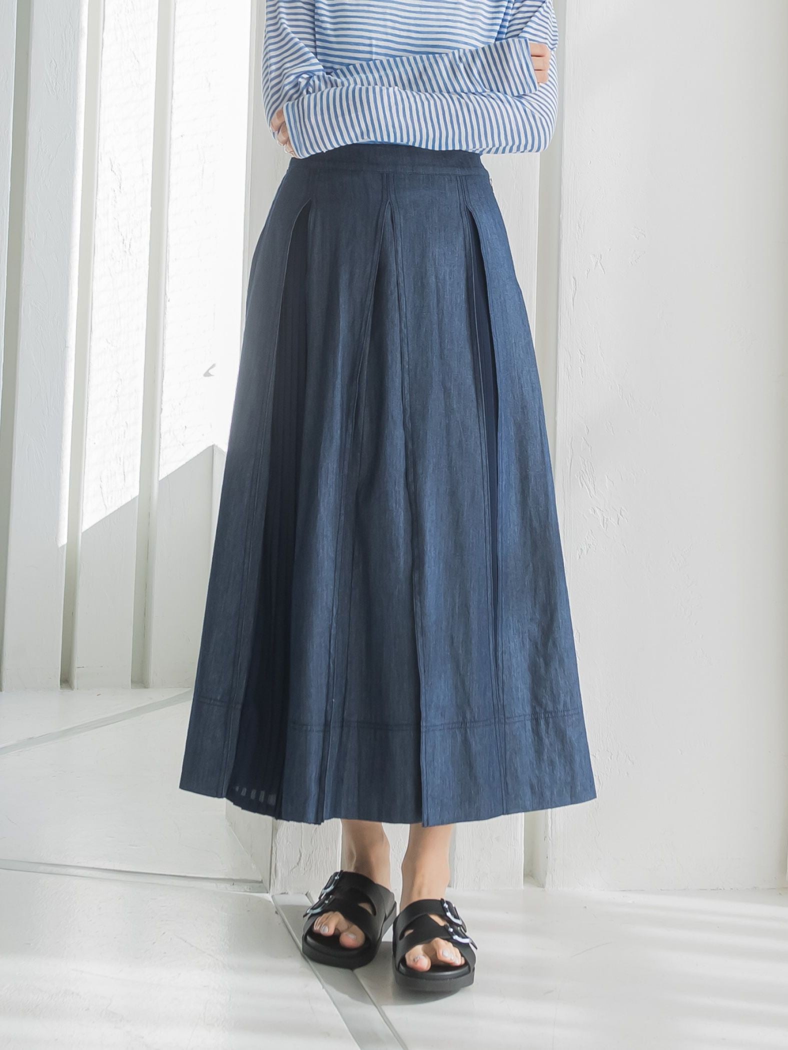 タックプリーツドッキングスカート≪手洗い可能≫