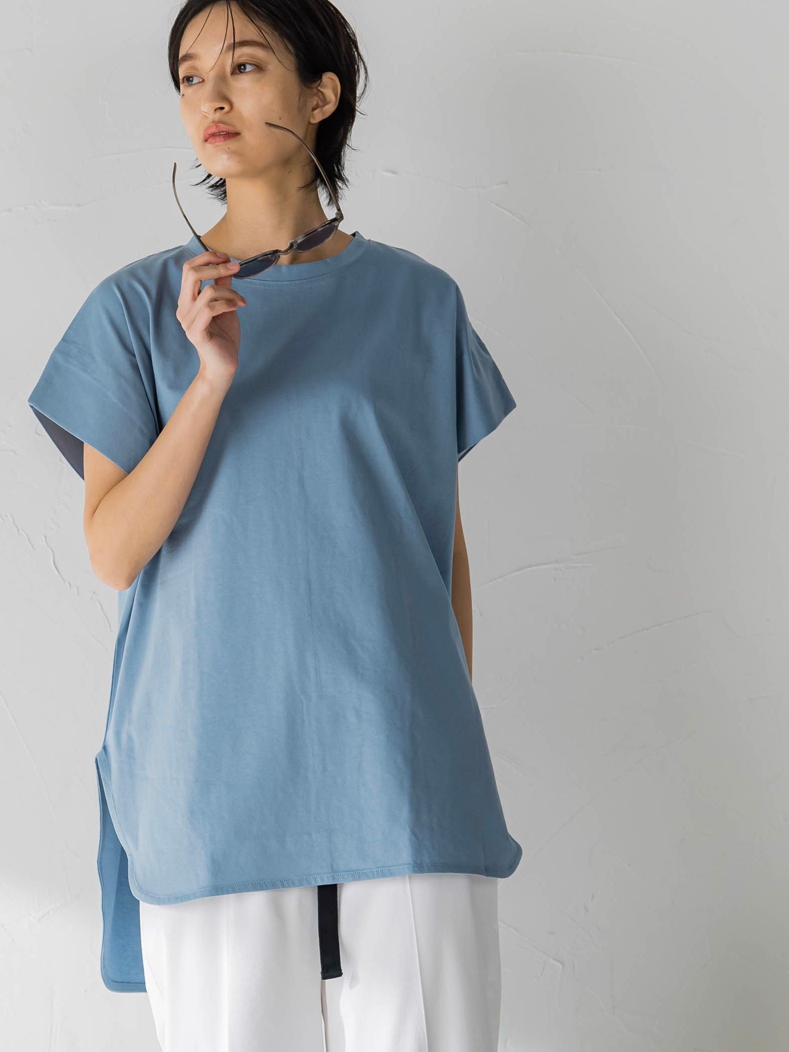 無地タックTシャツ≪洗濯機で洗える≫