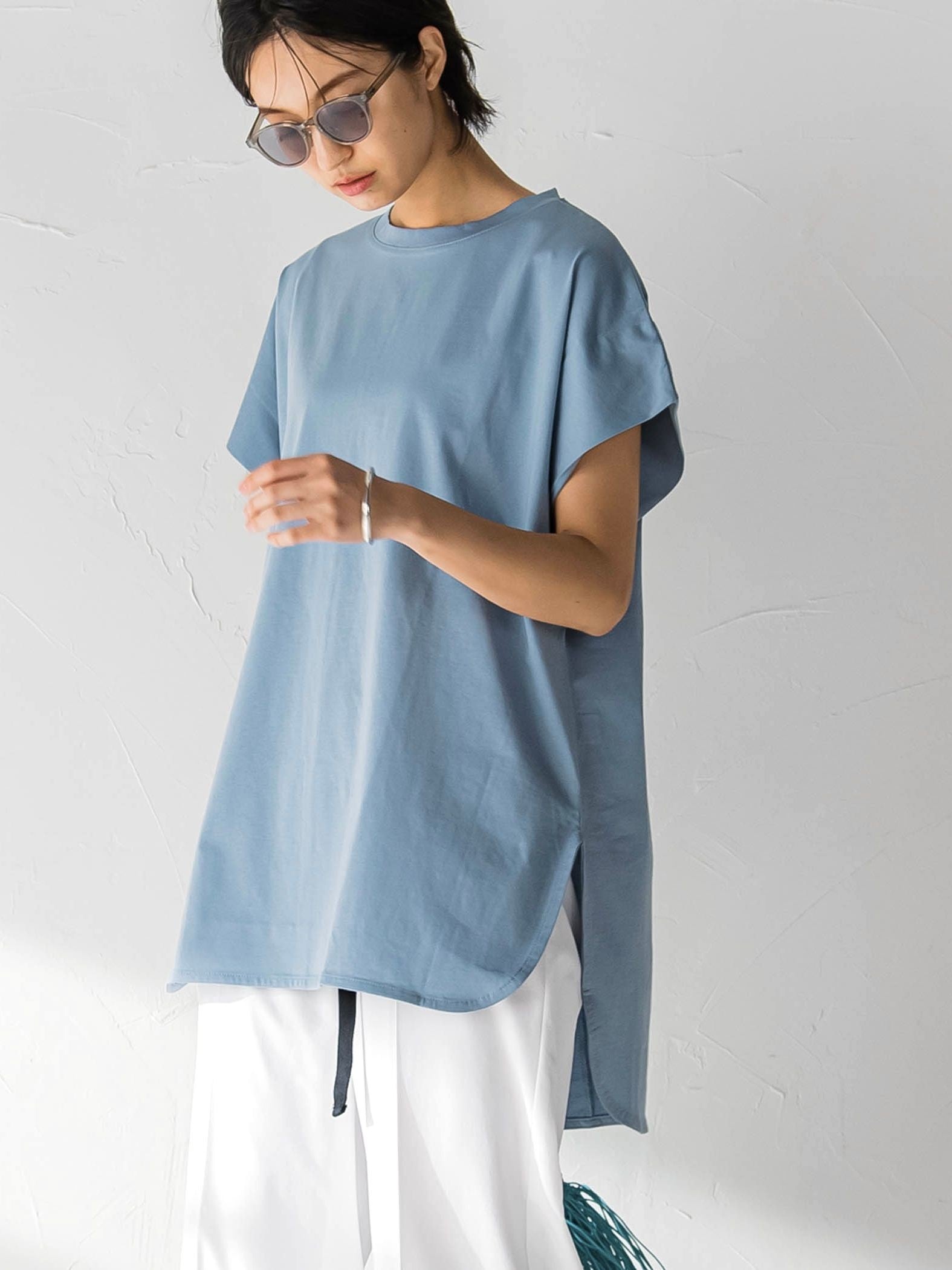 無地タックTシャツ≪洗濯機で洗える≫