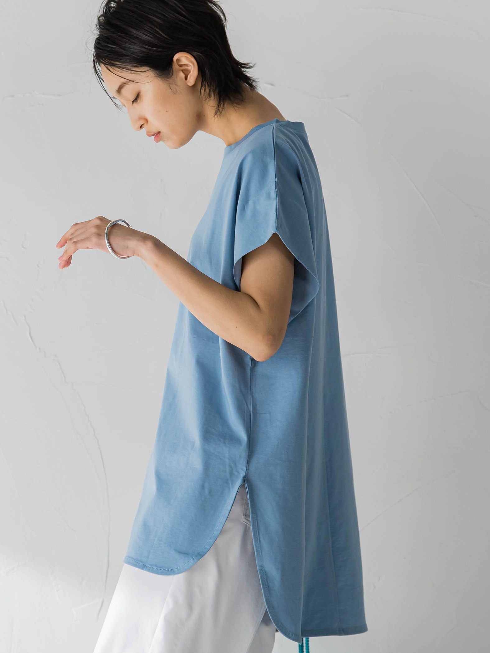 無地タックTシャツ≪洗濯機で洗える≫