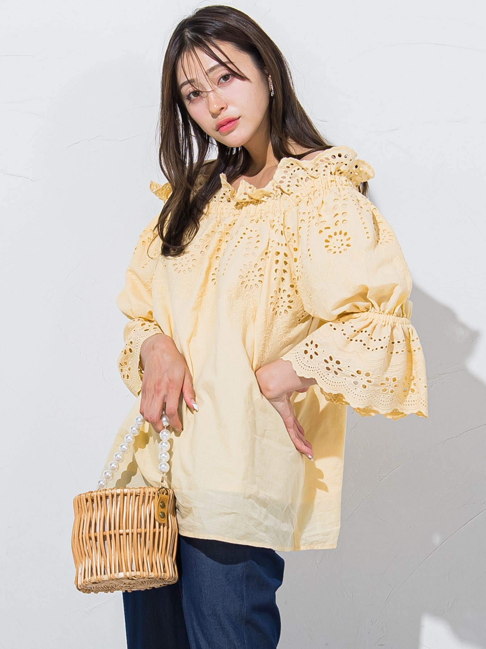 刺繍レースブラウス≪洗濯機で洗える≫