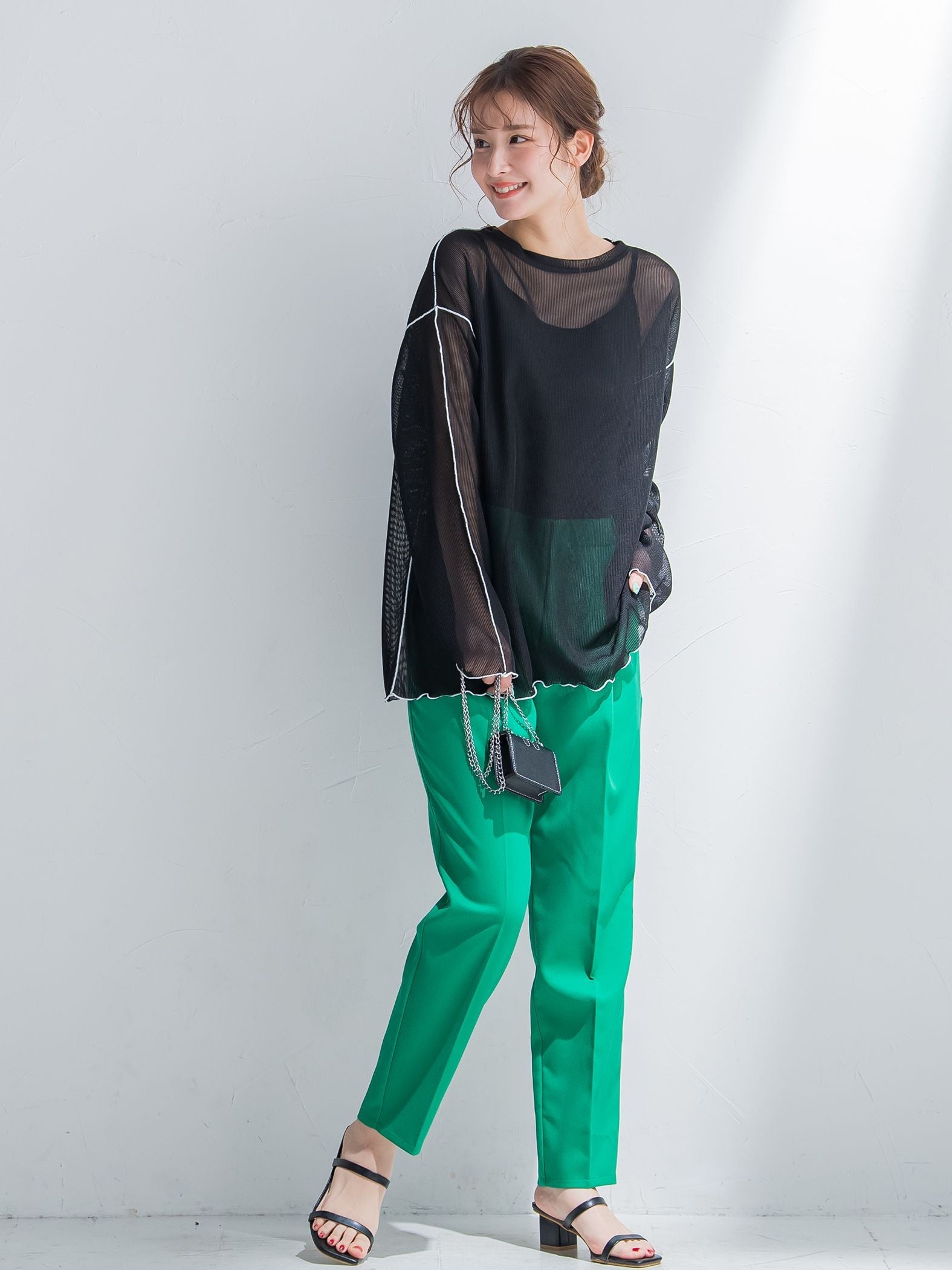 【コーディネートにこなれ感をプラス】ストライプシアーTシャツ《手洗い可能》