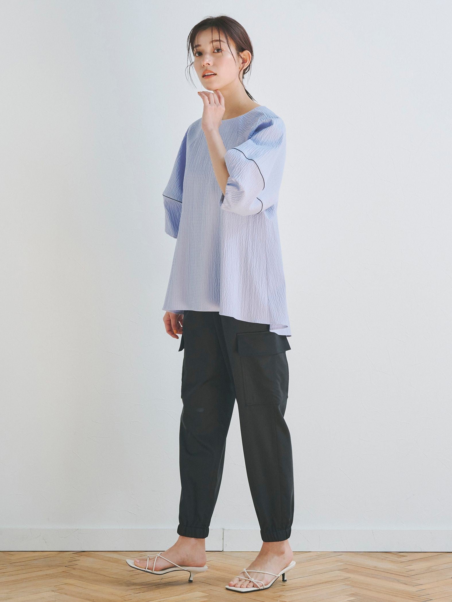 サテンカーゴパンツ≪洗濯機で洗える≫