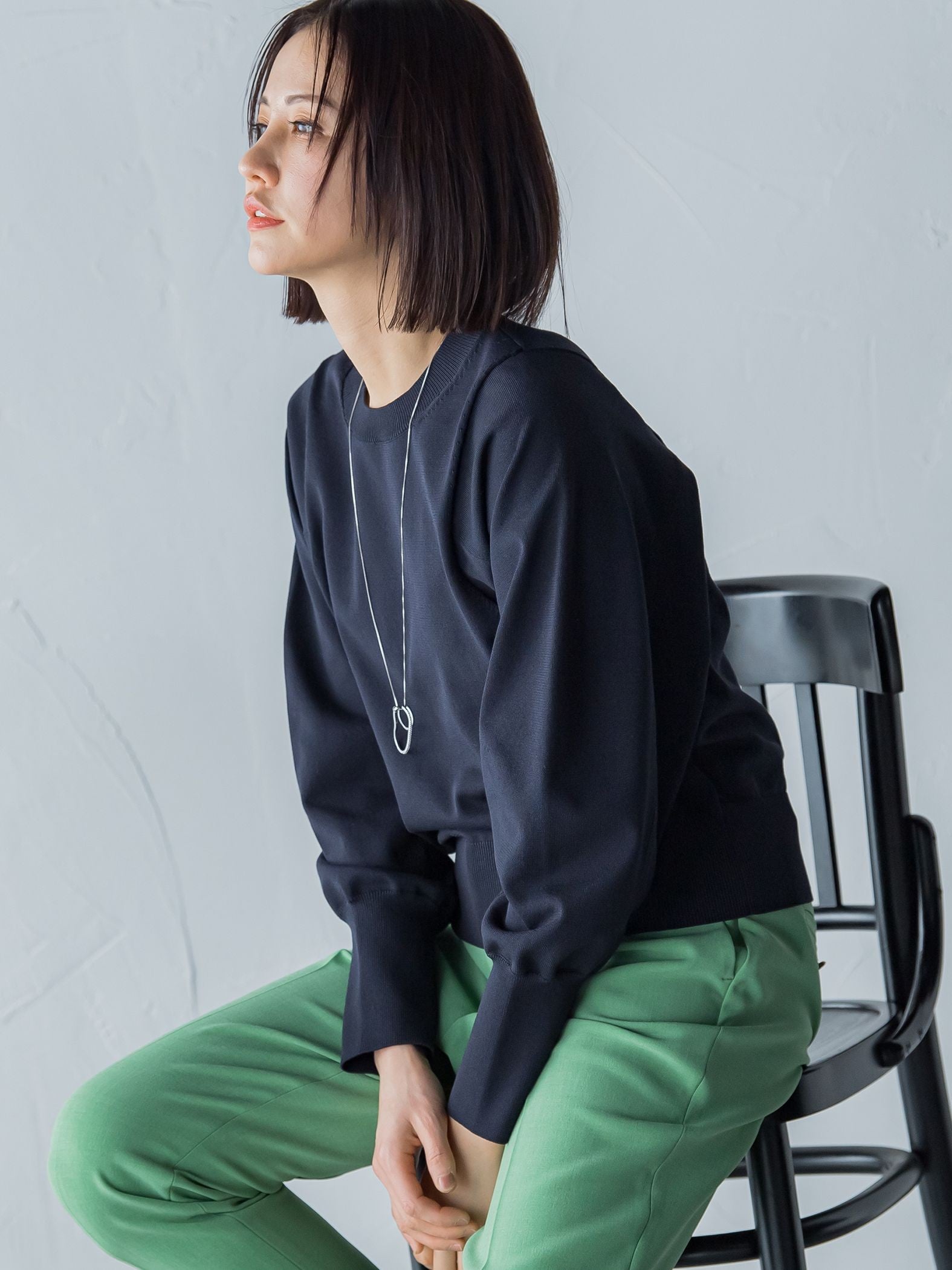 【洗えるニット】フォルムスリーブニット