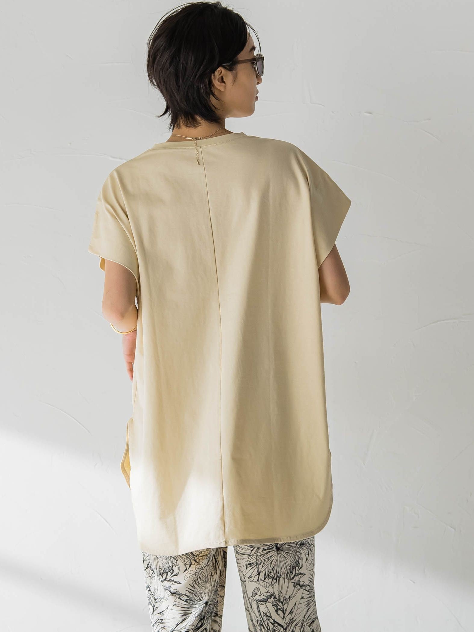 無地タックTシャツ≪洗濯機で洗える≫