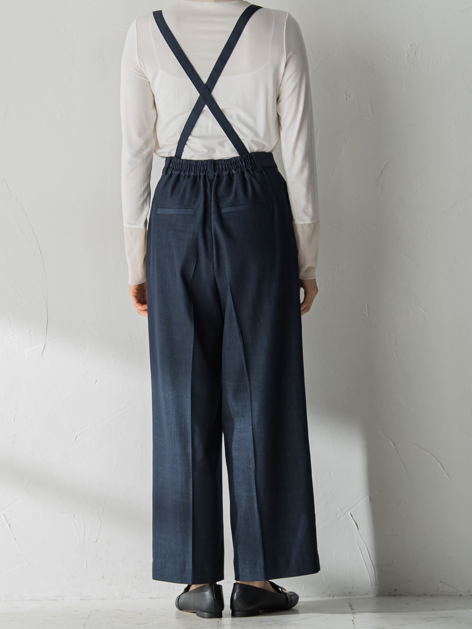 【おとなデニム】サスペンダー付きワイドパンツ≪洗える≫
