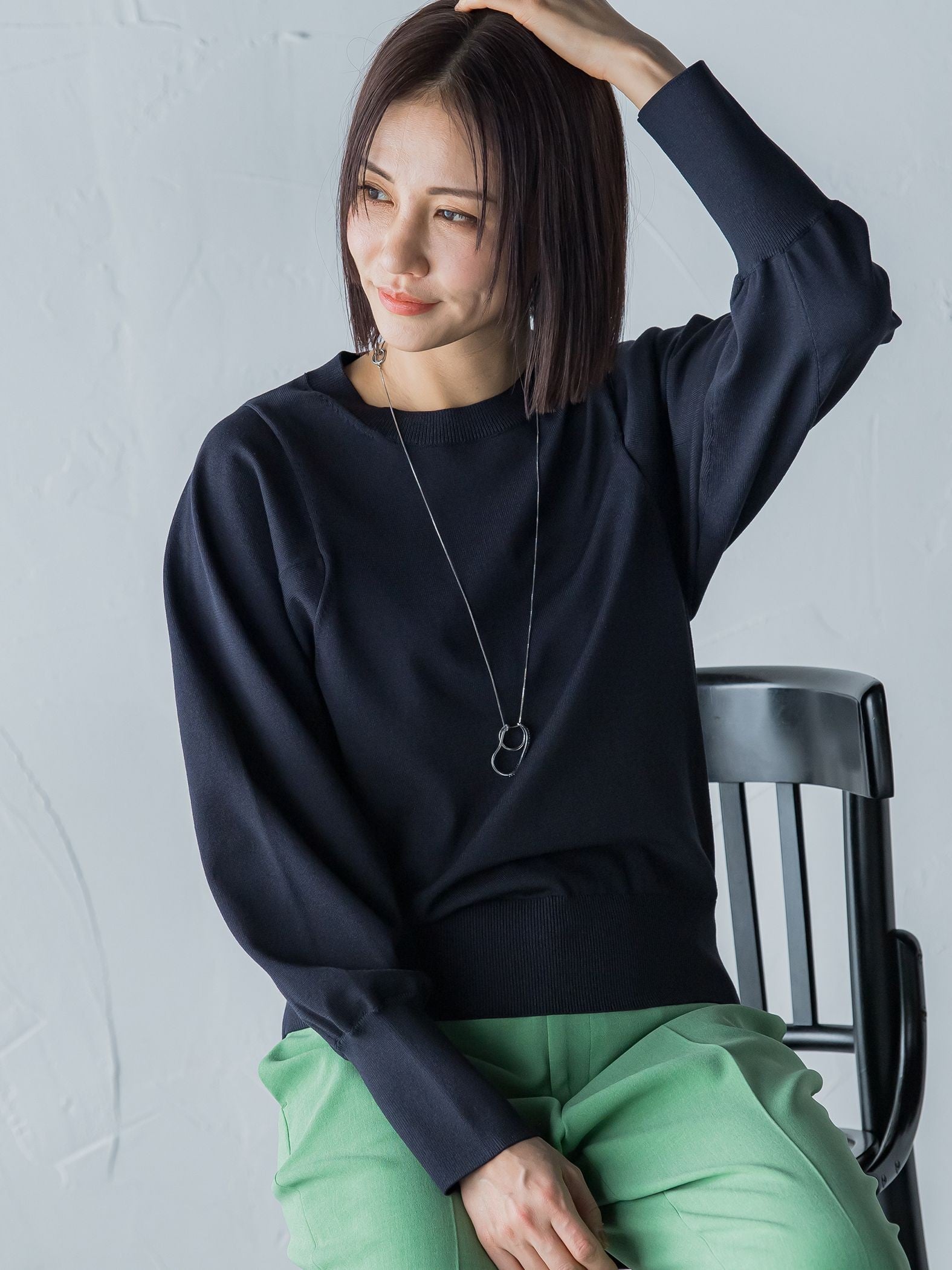 【洗えるニット】フォルムスリーブニット