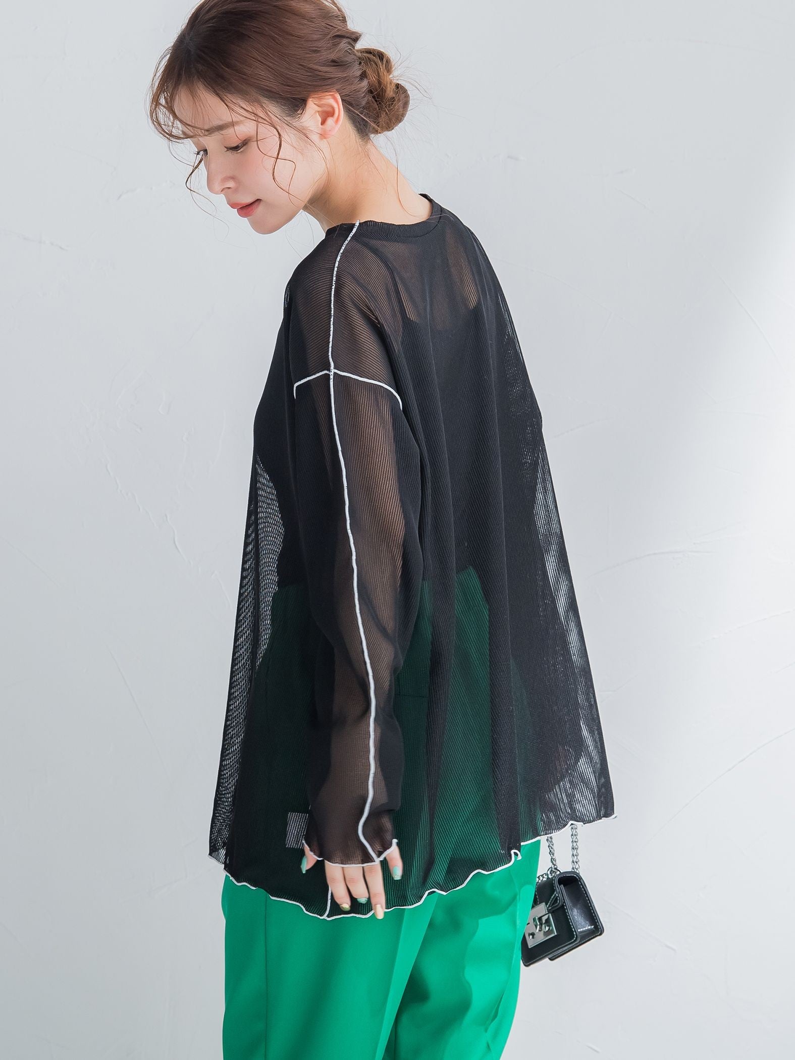 【コーディネートにこなれ感をプラス】ストライプシアーTシャツ《手洗い可能》