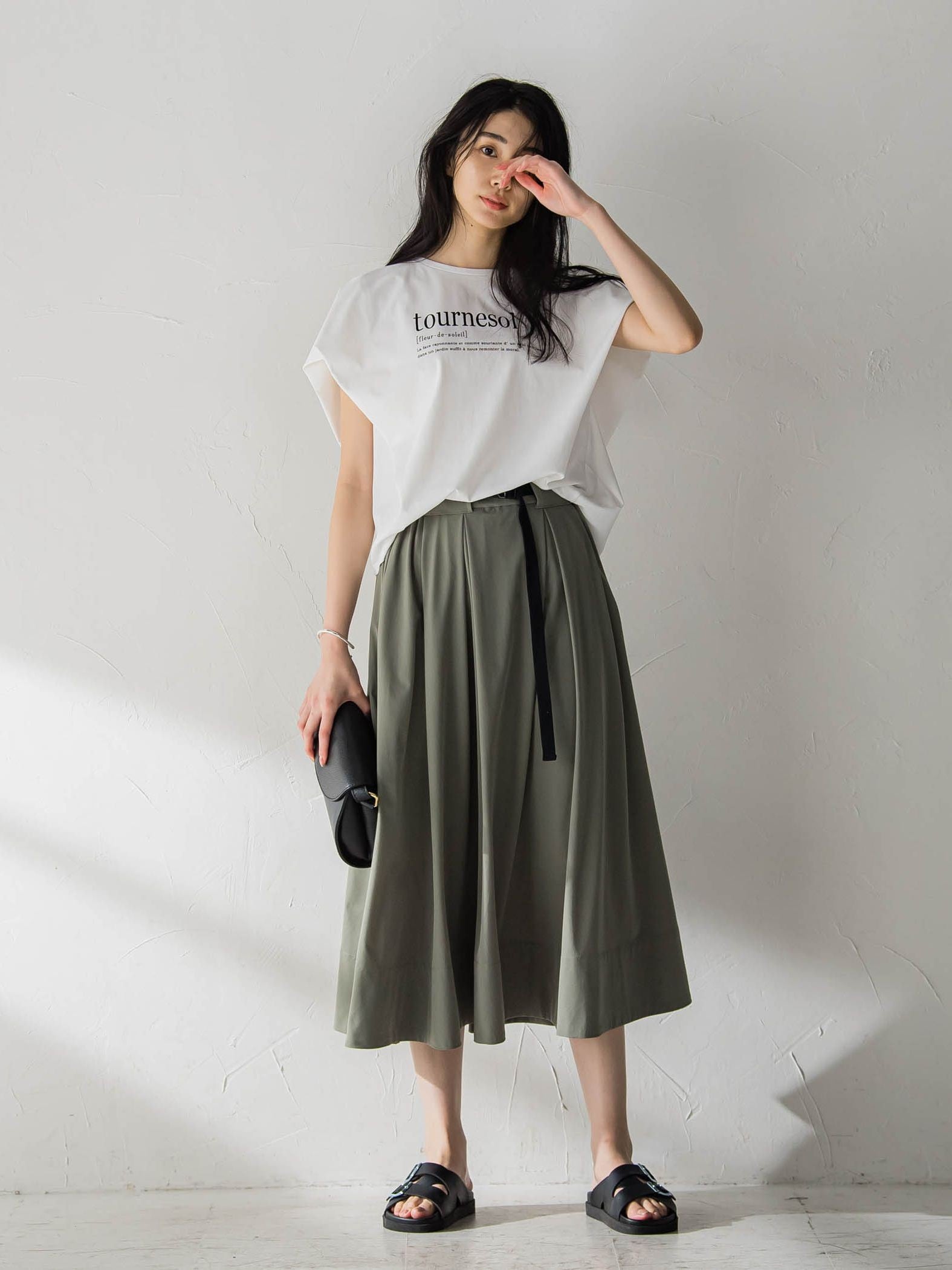 プレーティングタックプリントTシャツ≪洗濯機で洗える≫