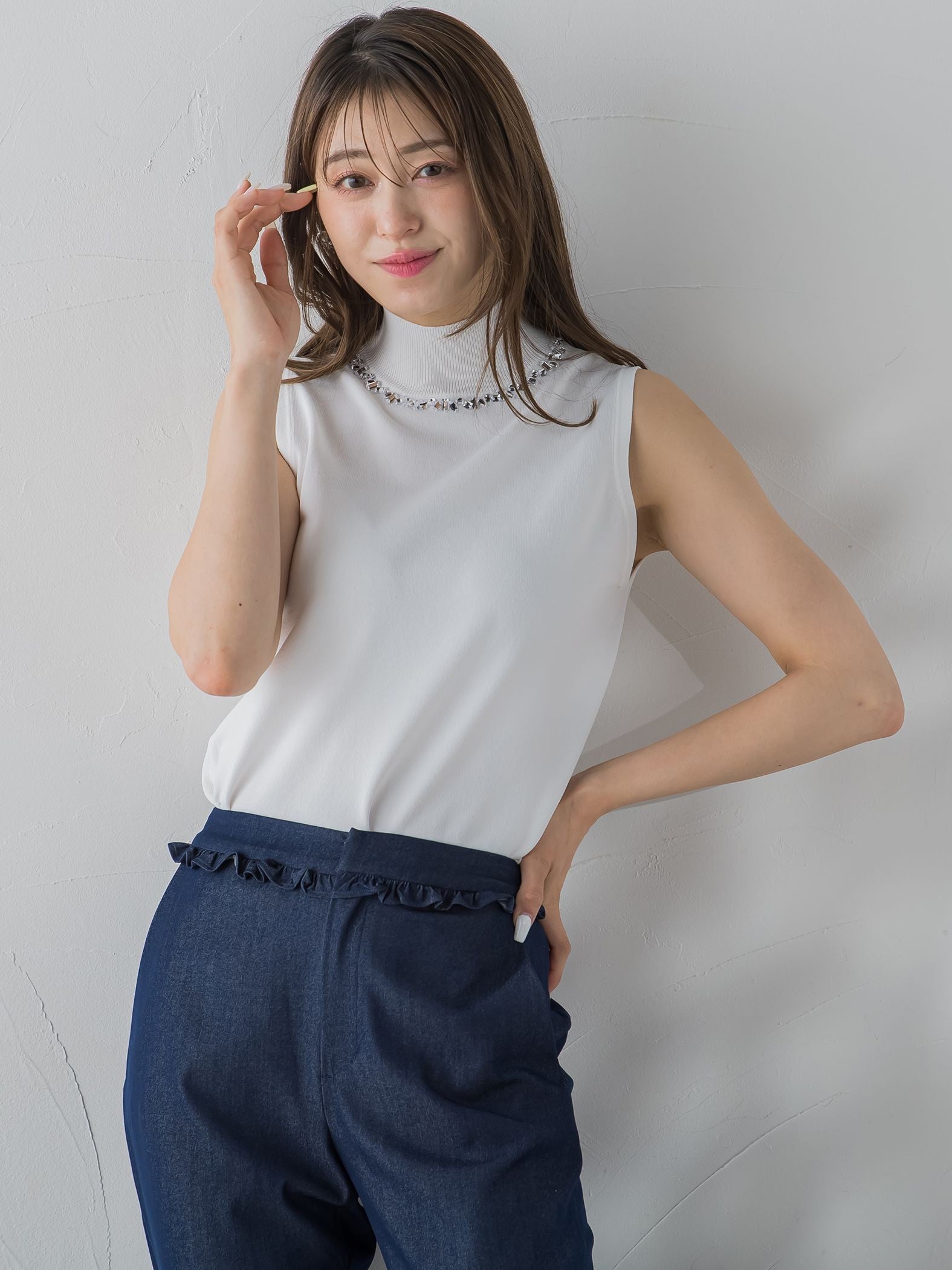 キラキラジュエルネックプルオーバー≪手洗い可能≫