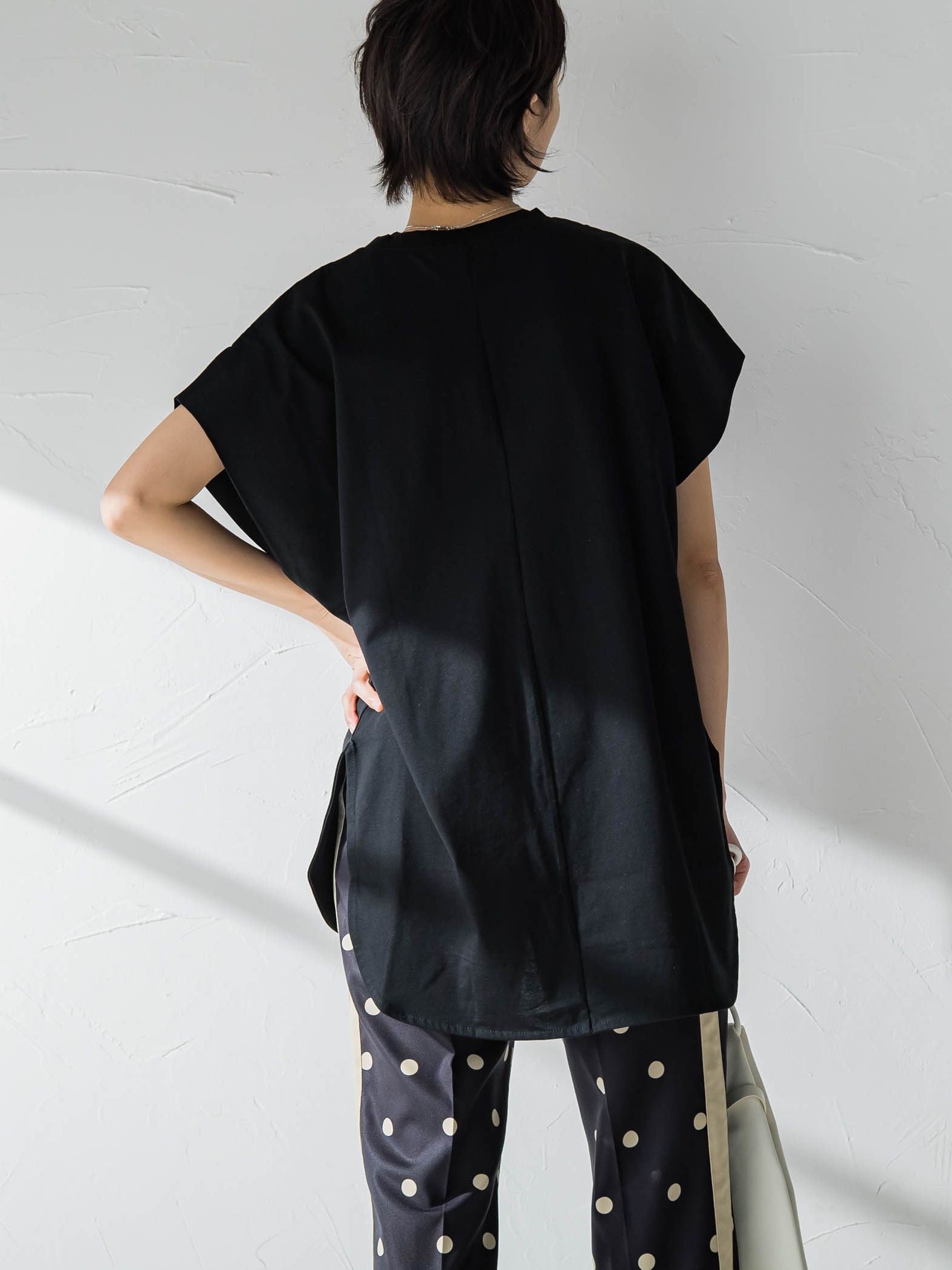 無地タックTシャツ≪洗濯機で洗える≫