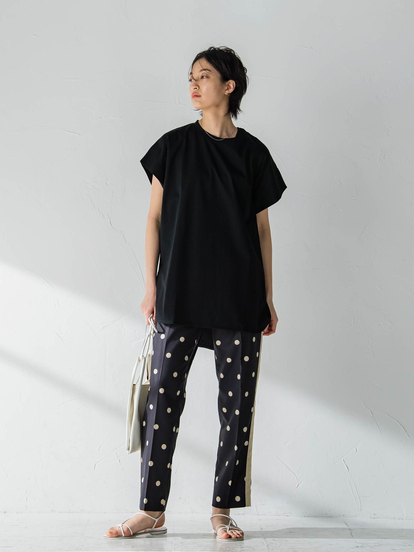 無地タックTシャツ≪洗濯機で洗える≫