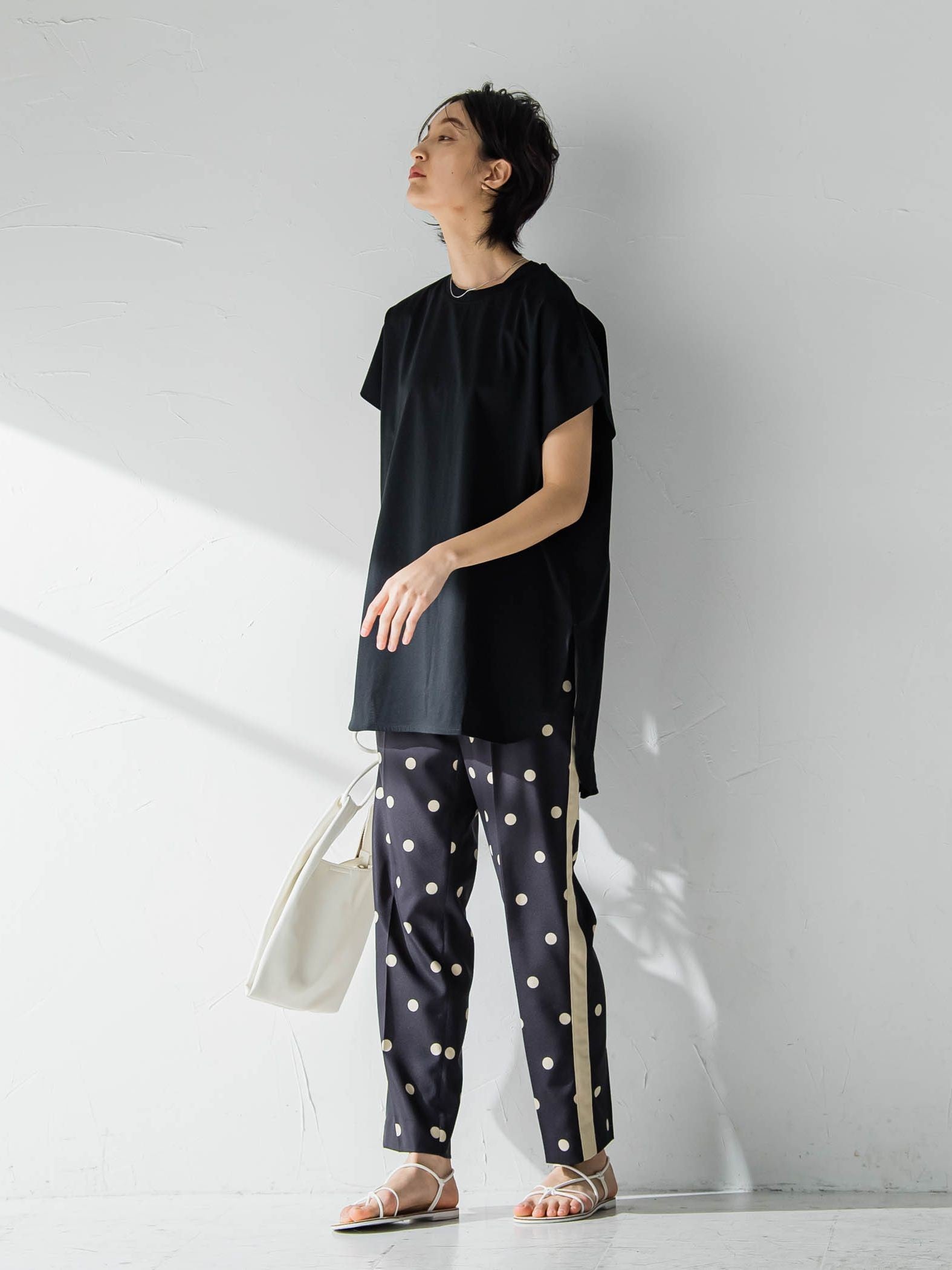 無地タックTシャツ≪洗濯機で洗える≫