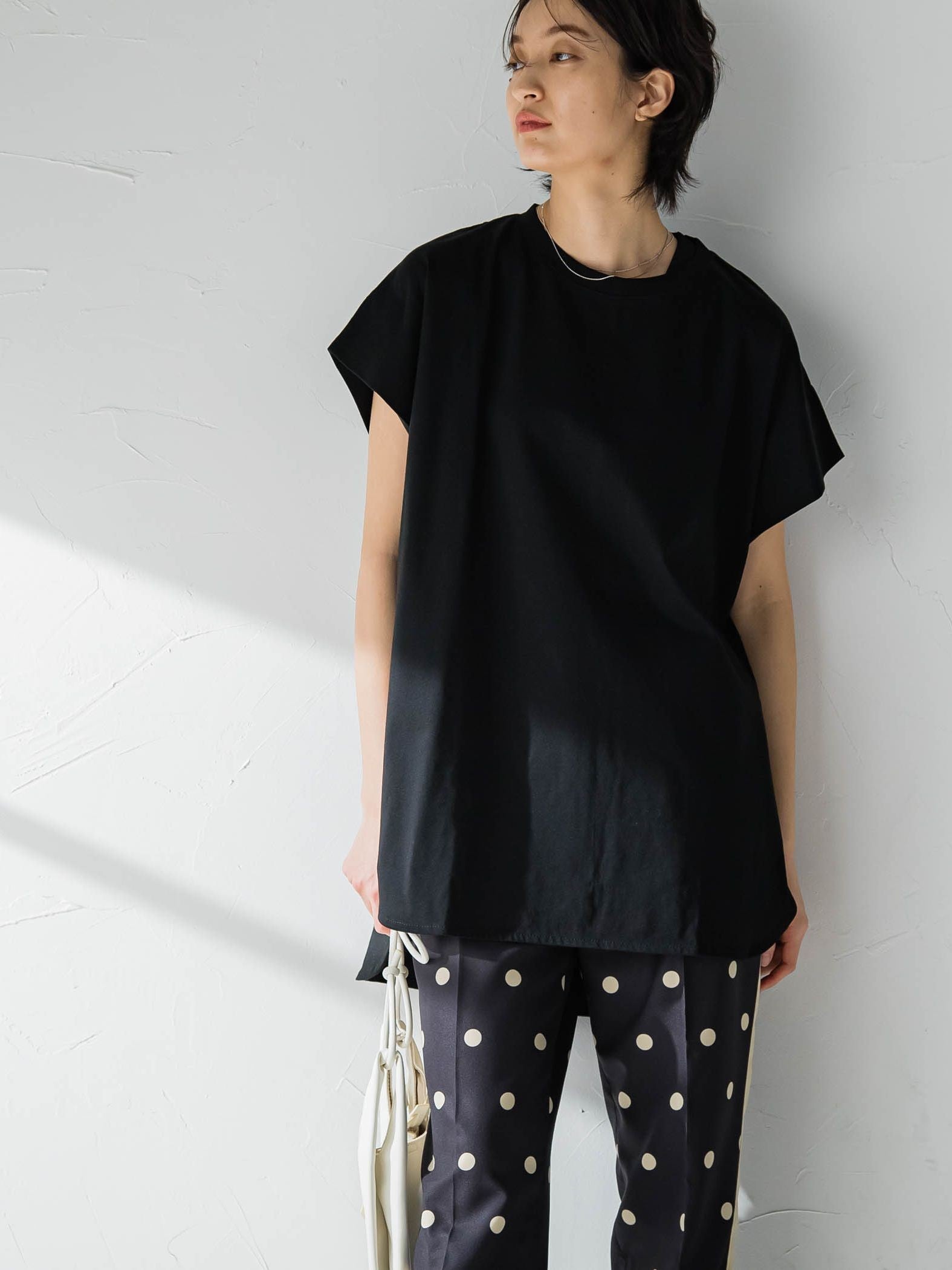 無地タックTシャツ≪洗濯機で洗える≫